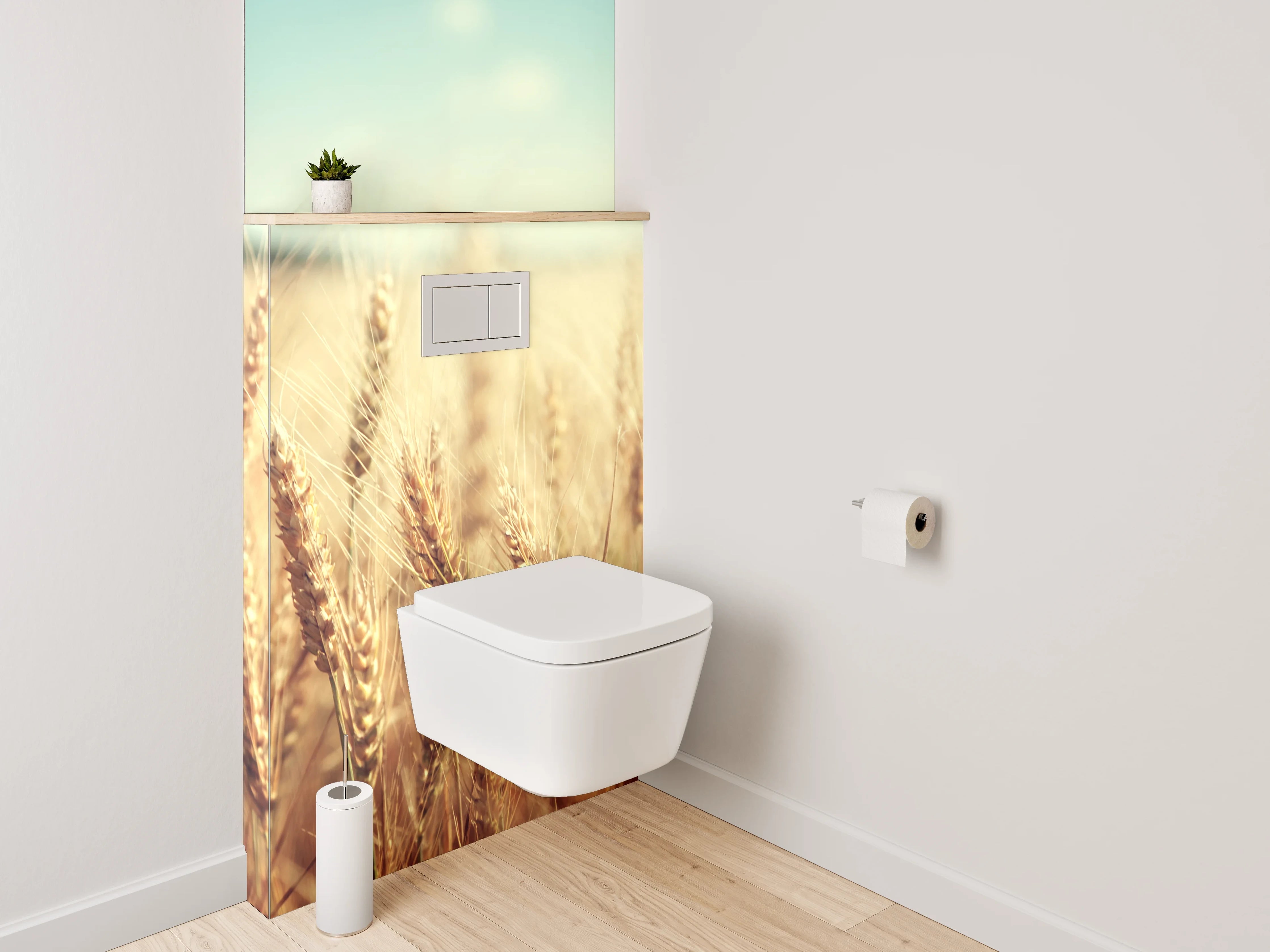 WC-Rückwand - Morgengraue Weizenwiesen