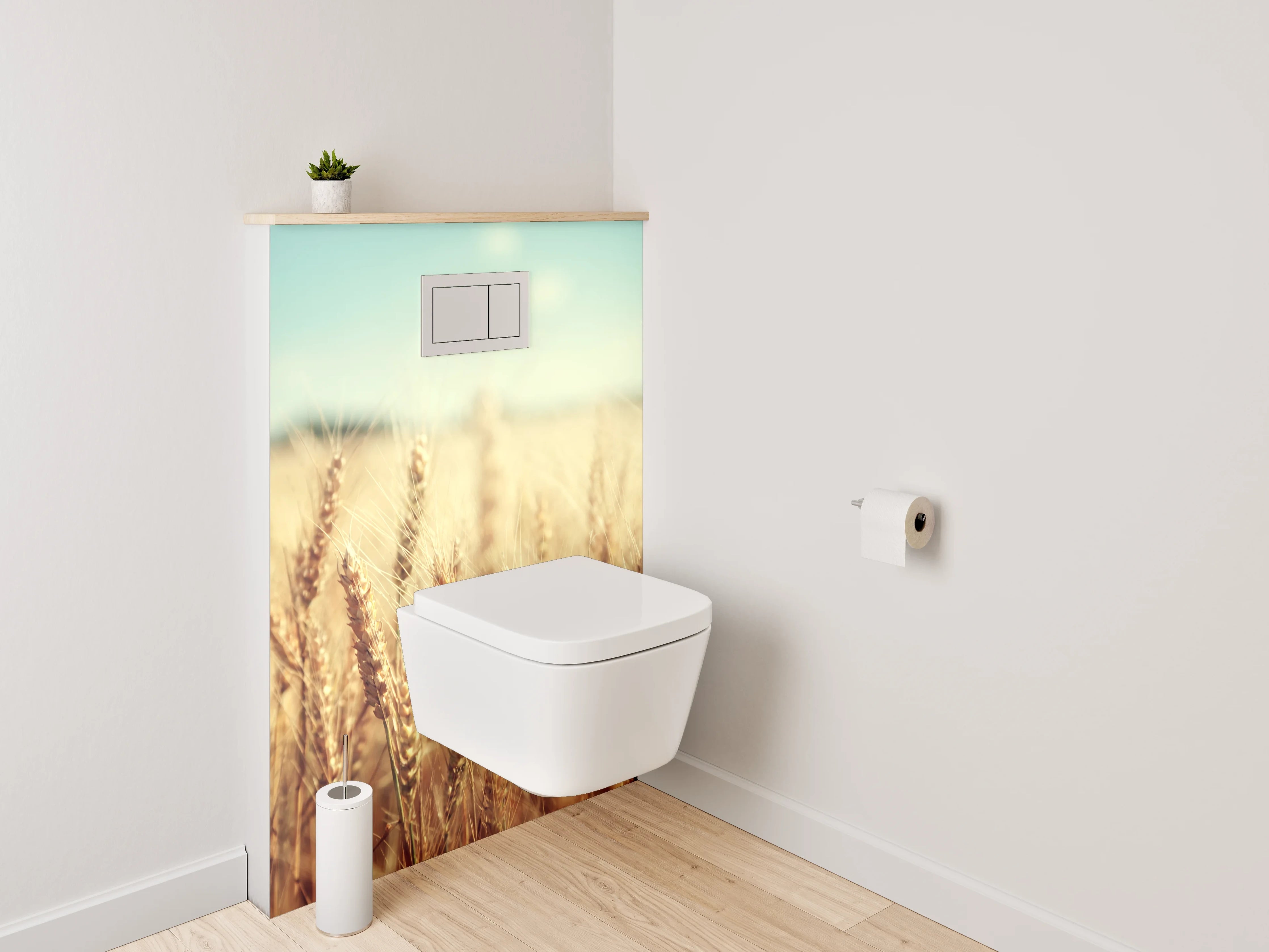 WC-Rückwand - Morgengraue Weizenwiesen