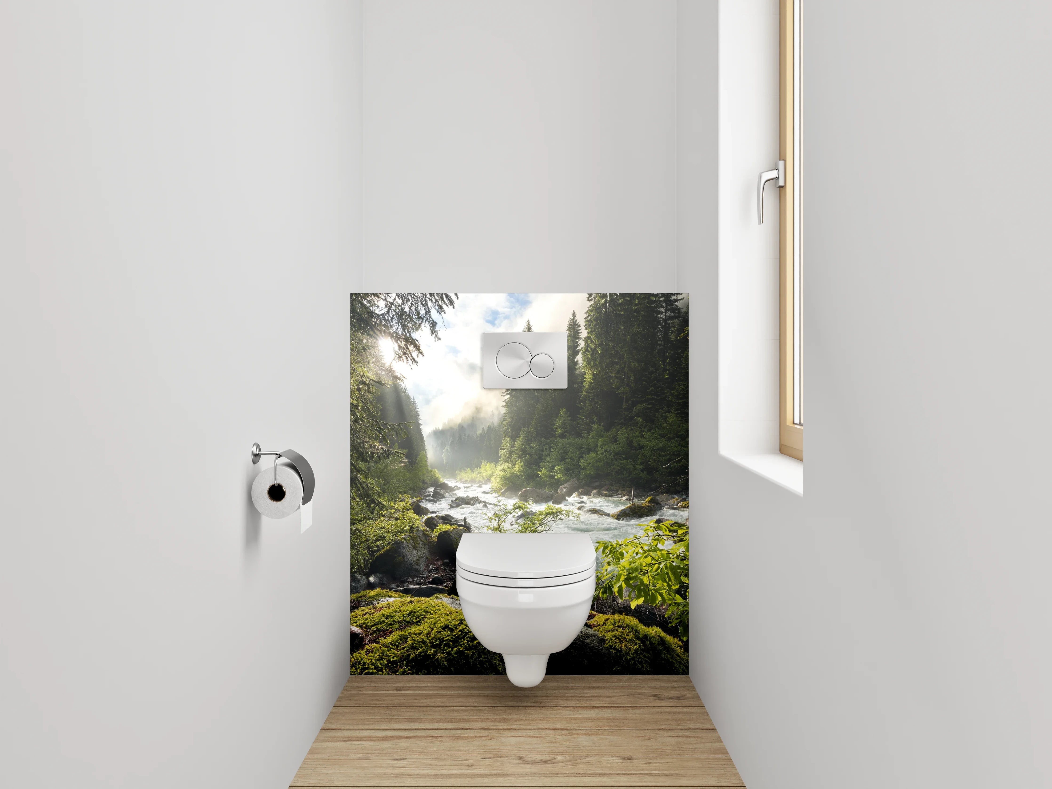 WC-Rückwand - Morgenstimmung am wilden Gebirgsbach