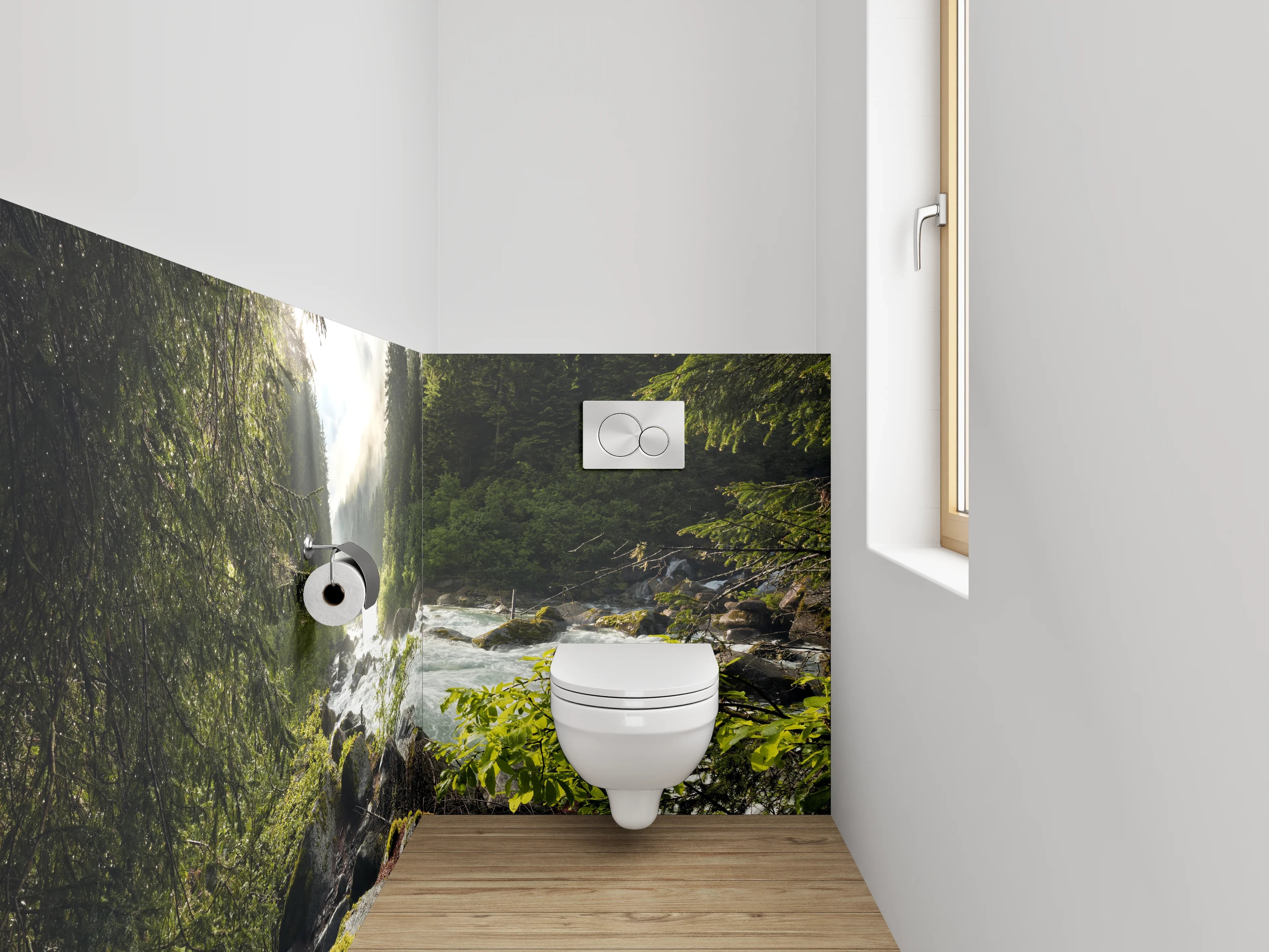 WC-Rückwand - Morgenstimmung am wilden Gebirgsbach