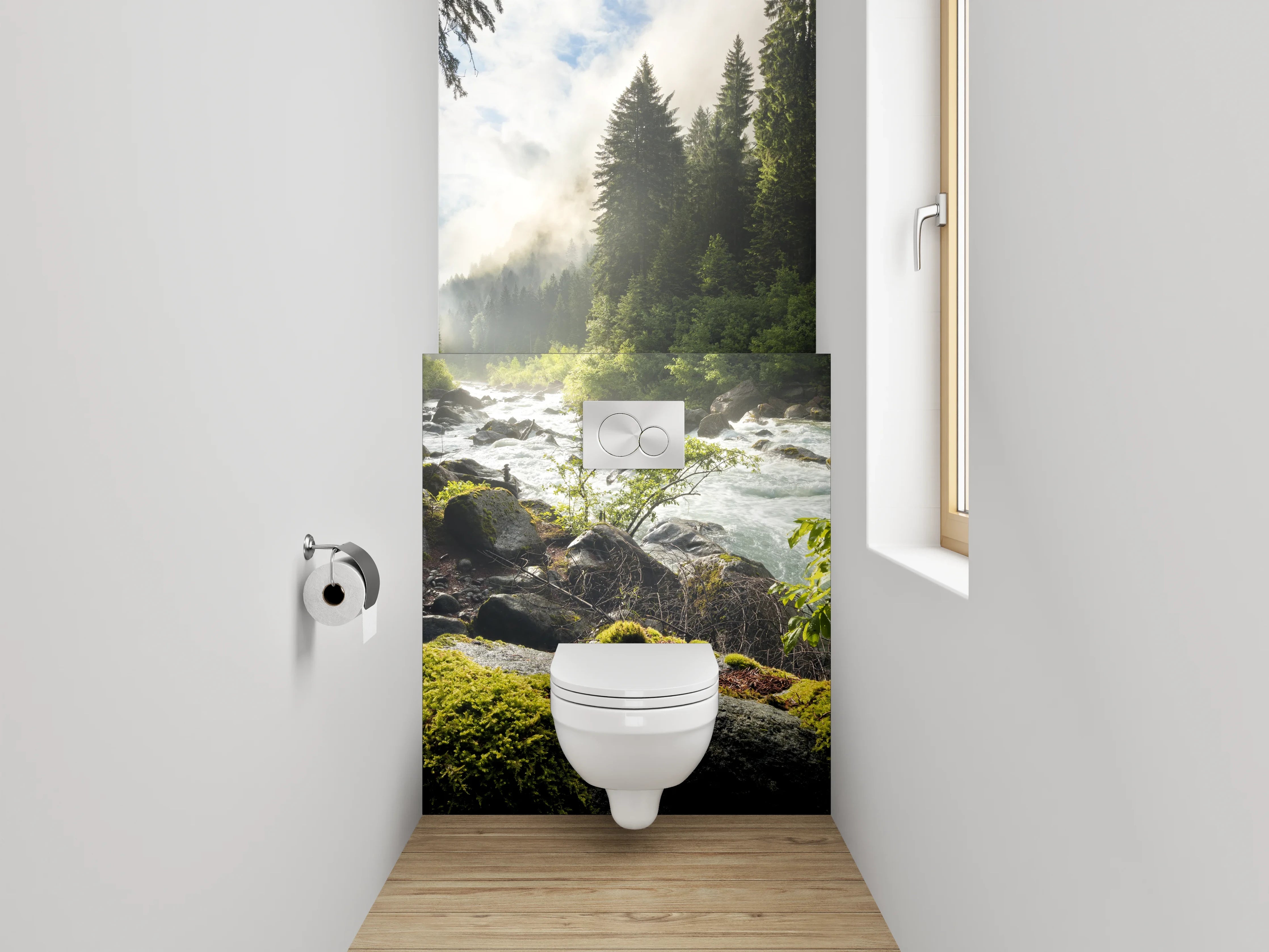 WC-Rückwand - Morgenstimmung am wilden Gebirgsbach