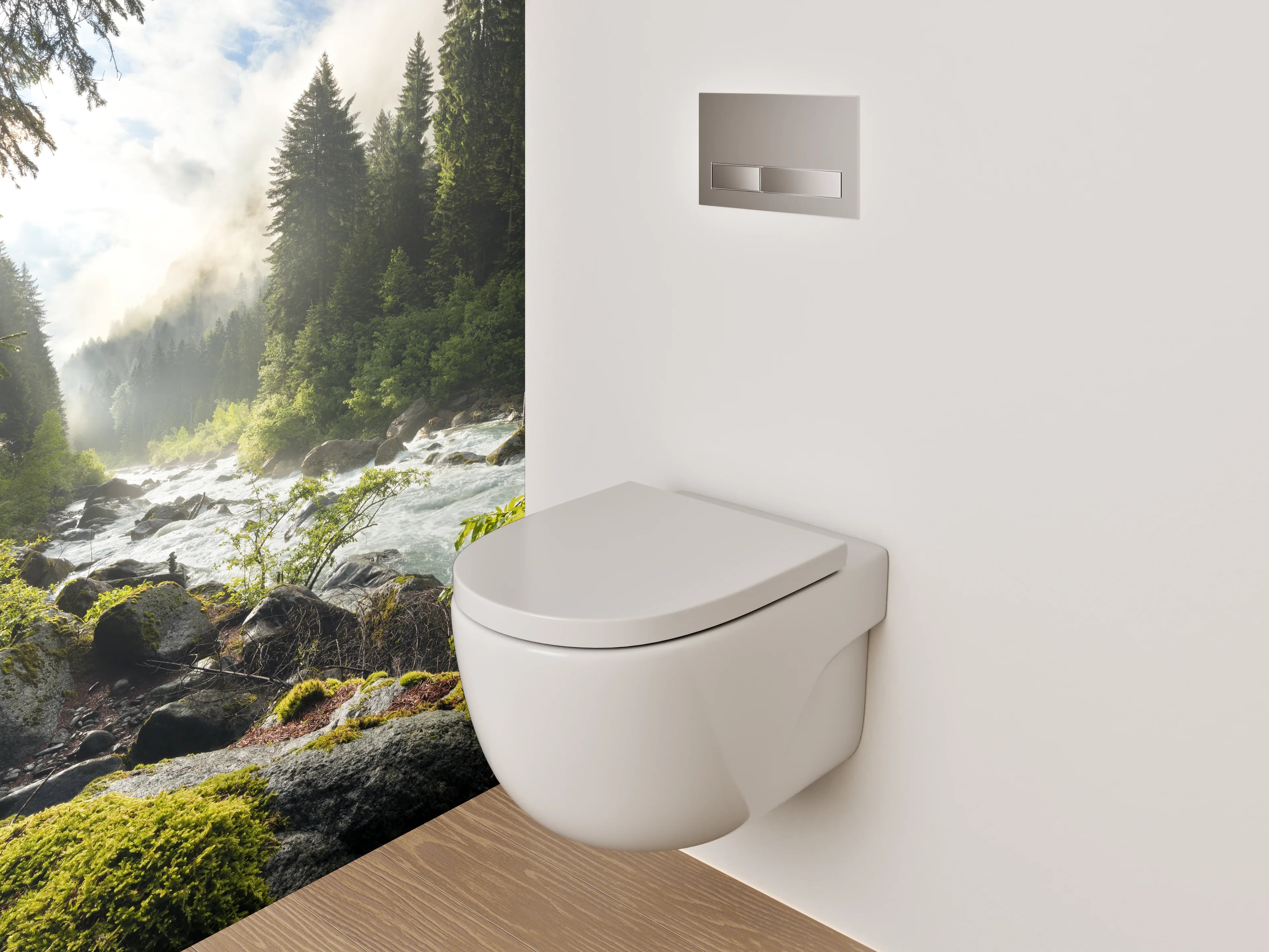 WC-Rückwand - Morgenstimmung am wilden Gebirgsbach
