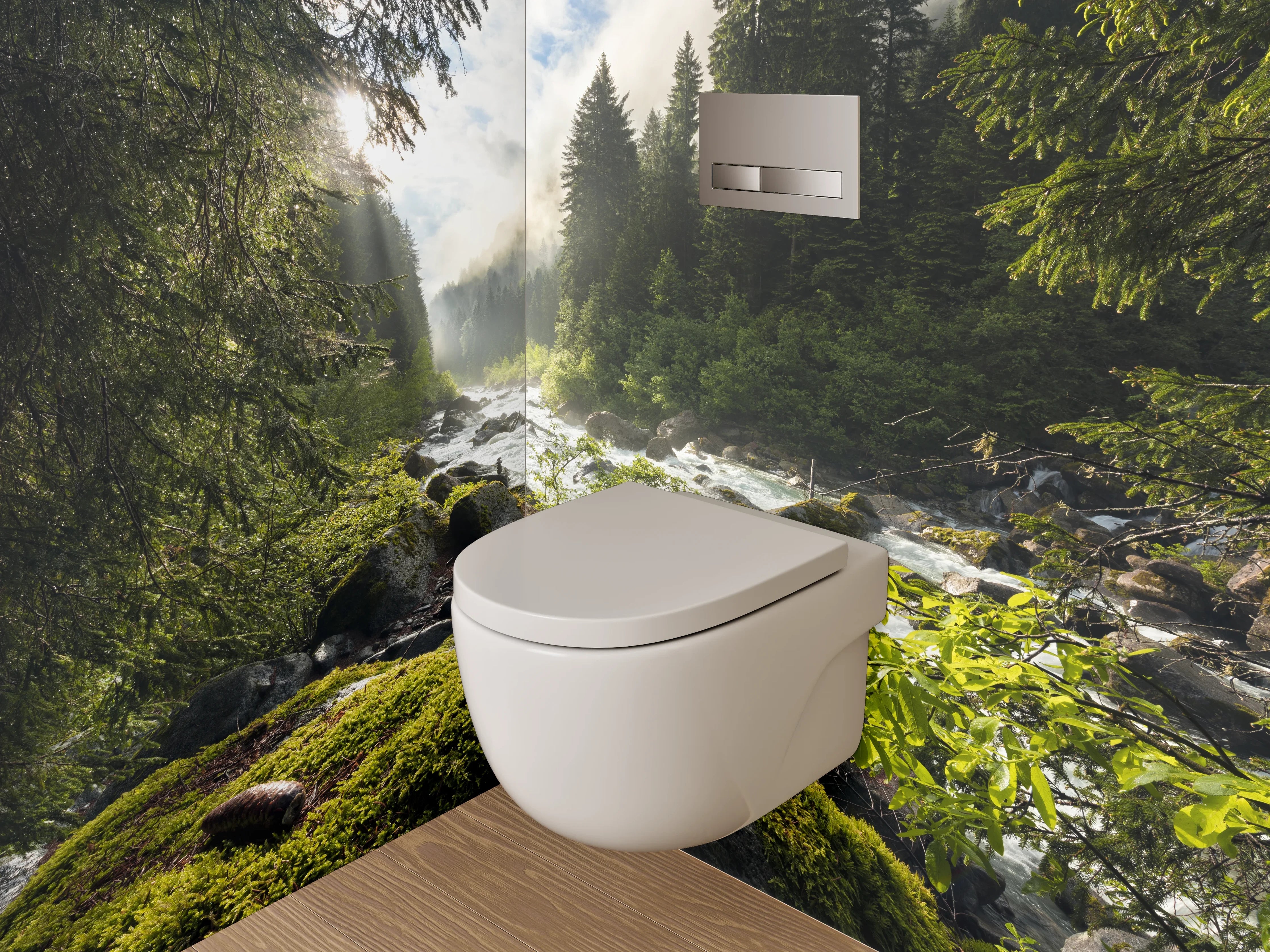 WC-Rückwand - Morgenstimmung am wilden Gebirgsbach