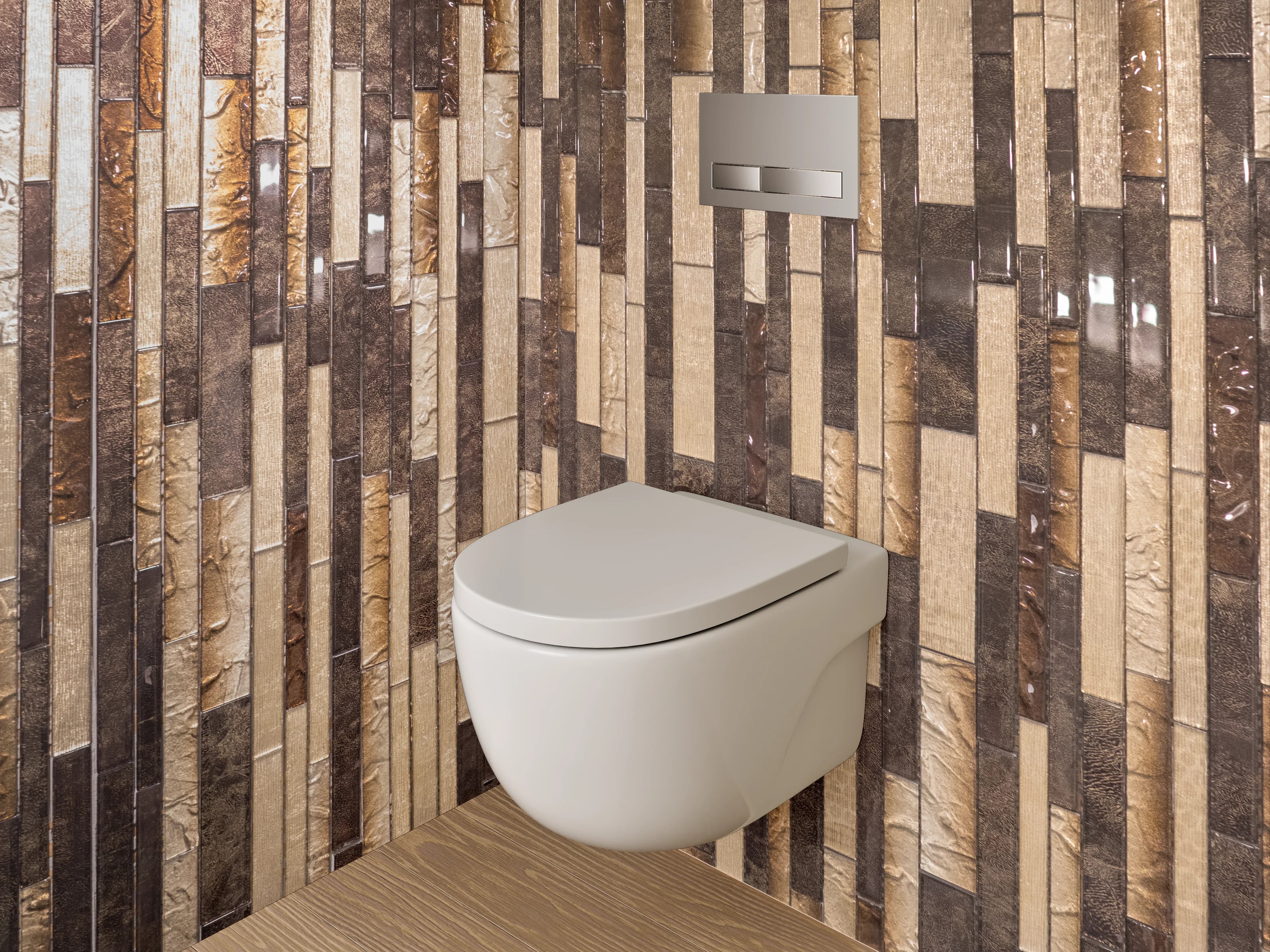 WC-Rückwand - Mosaik Fliesen Braun Beige Design