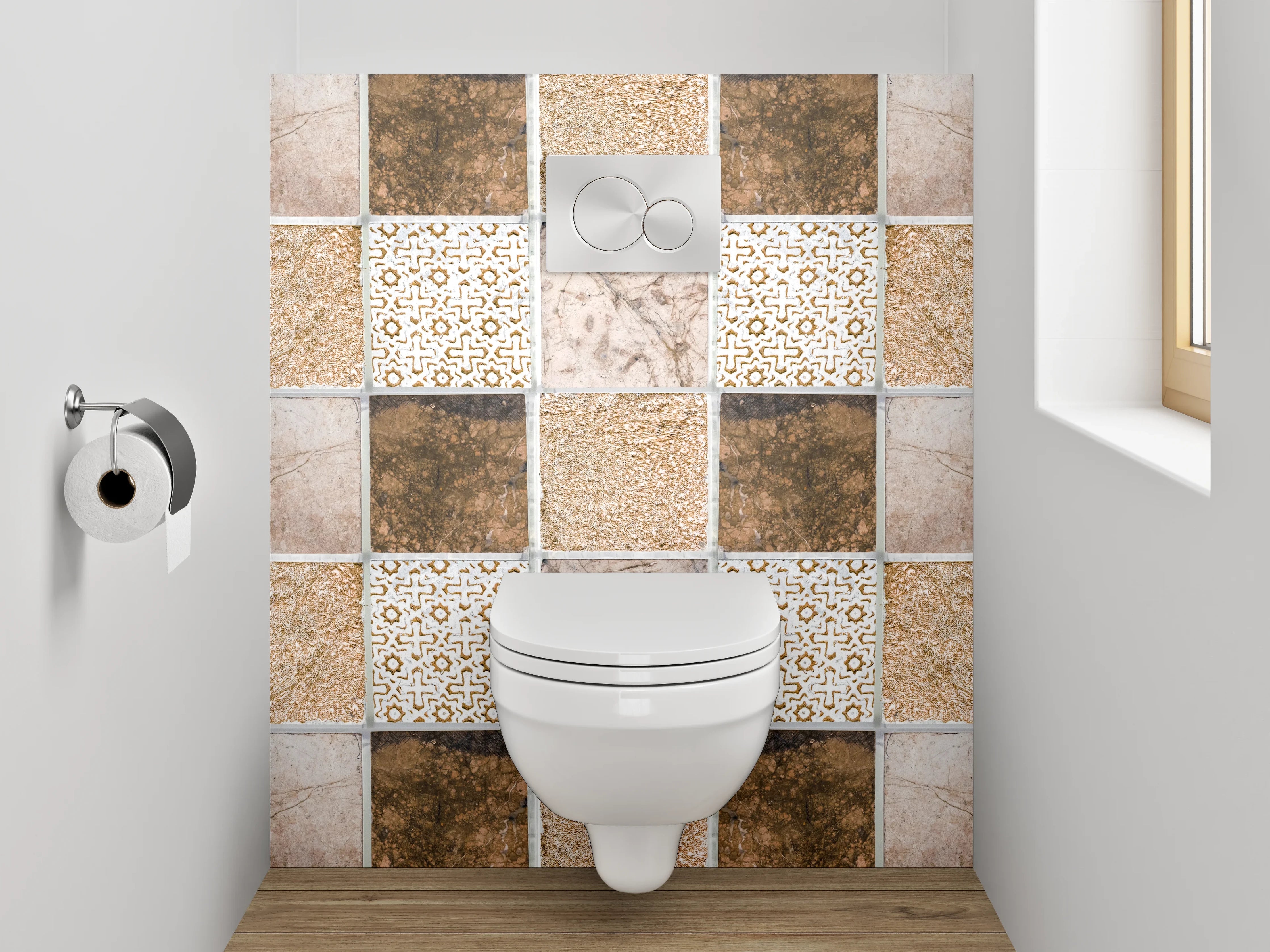 WC-Rückwand - Mosaik Fliesen Muster Braun Beige