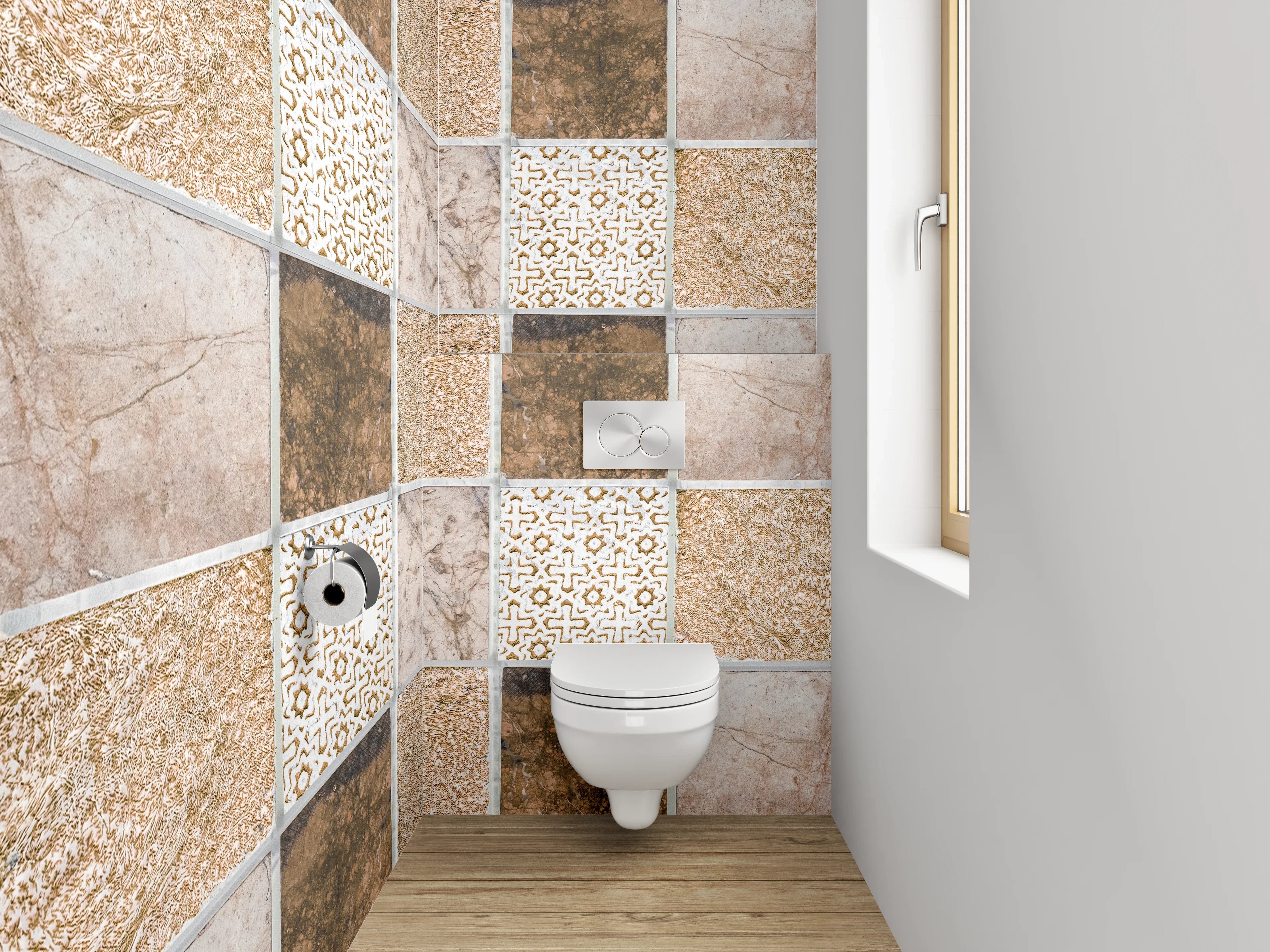 WC-Rückwand - Mosaik Fliesen Muster Braun Beige