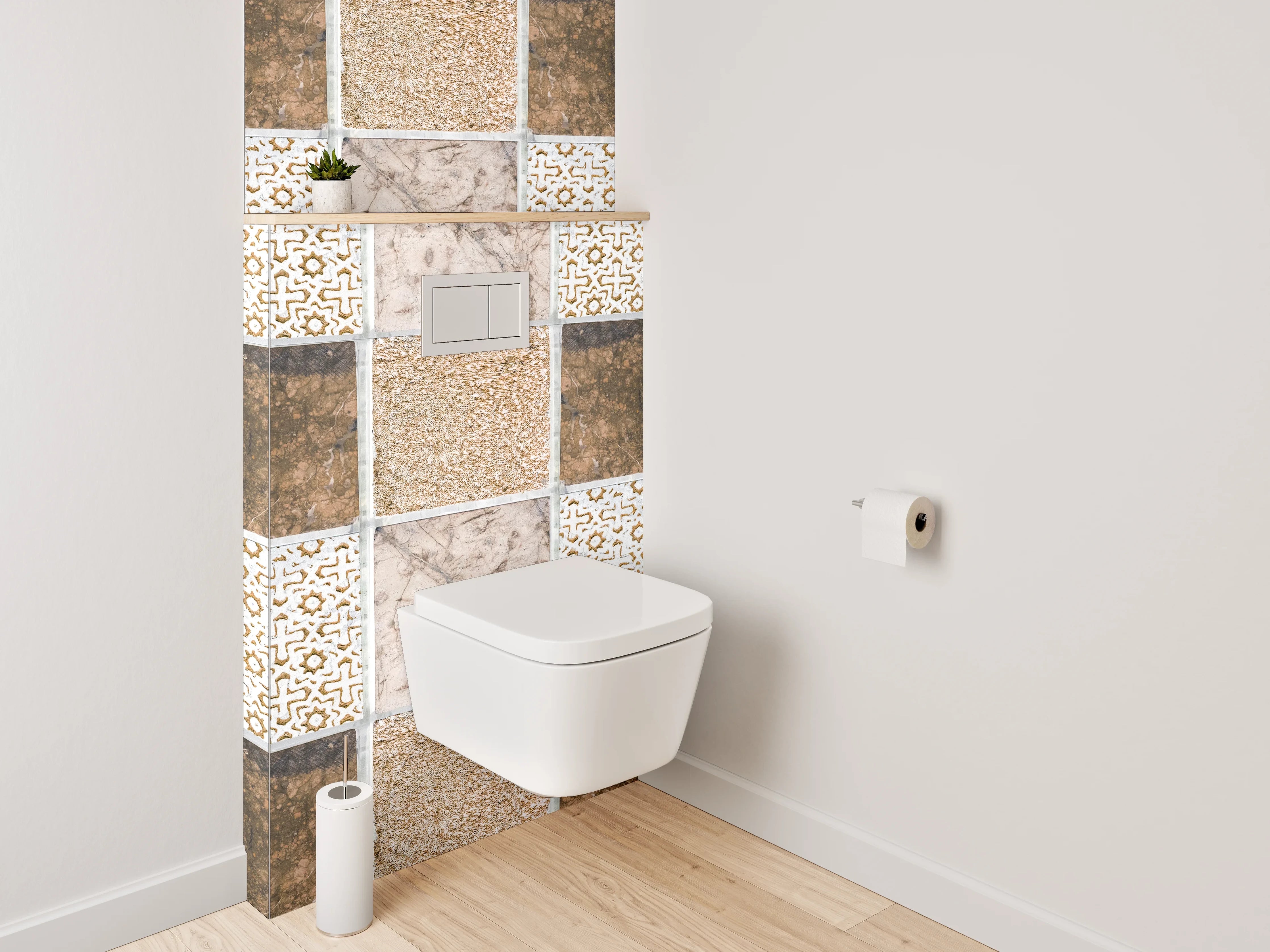 WC-Rückwand - Mosaik Fliesen Muster Braun Beige