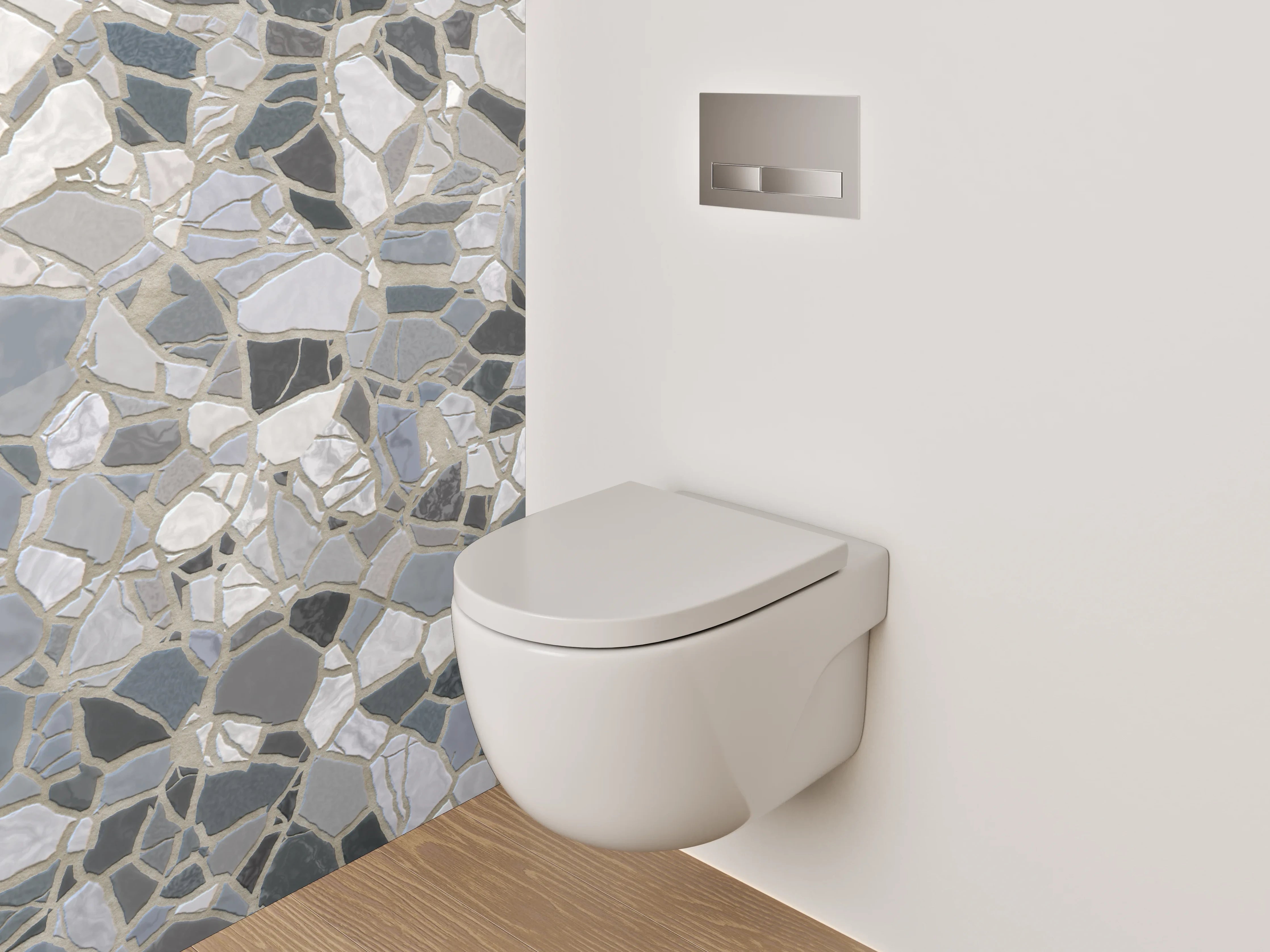 WC-Rückwand - Mosaik Fliesenoptik in Weiß und Grau
