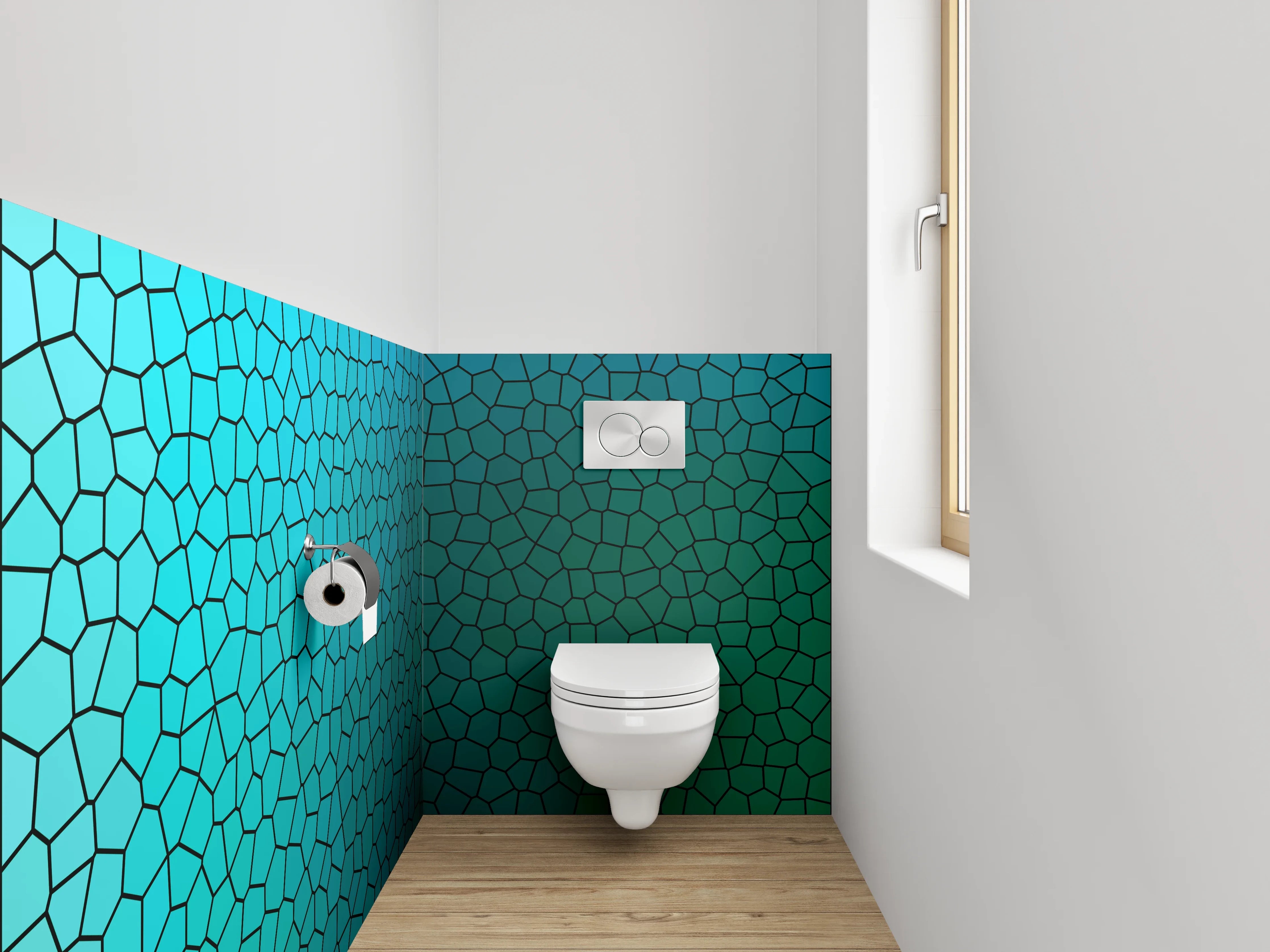 WC-Rückwand - Mosaik Muster Blau Türkis Grün