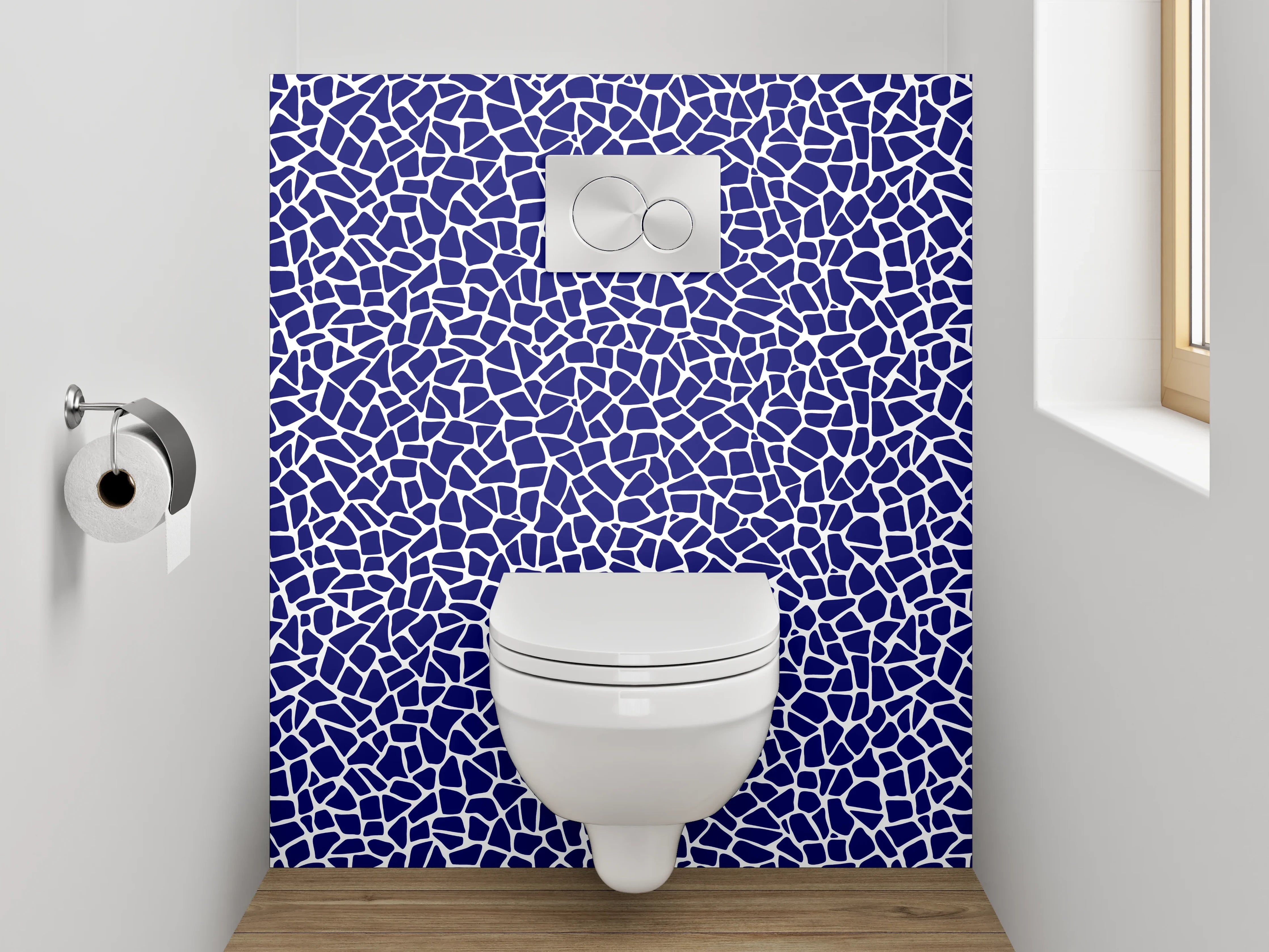WC-Rückwand - Mosaik-Muster Blau Weiß Modern