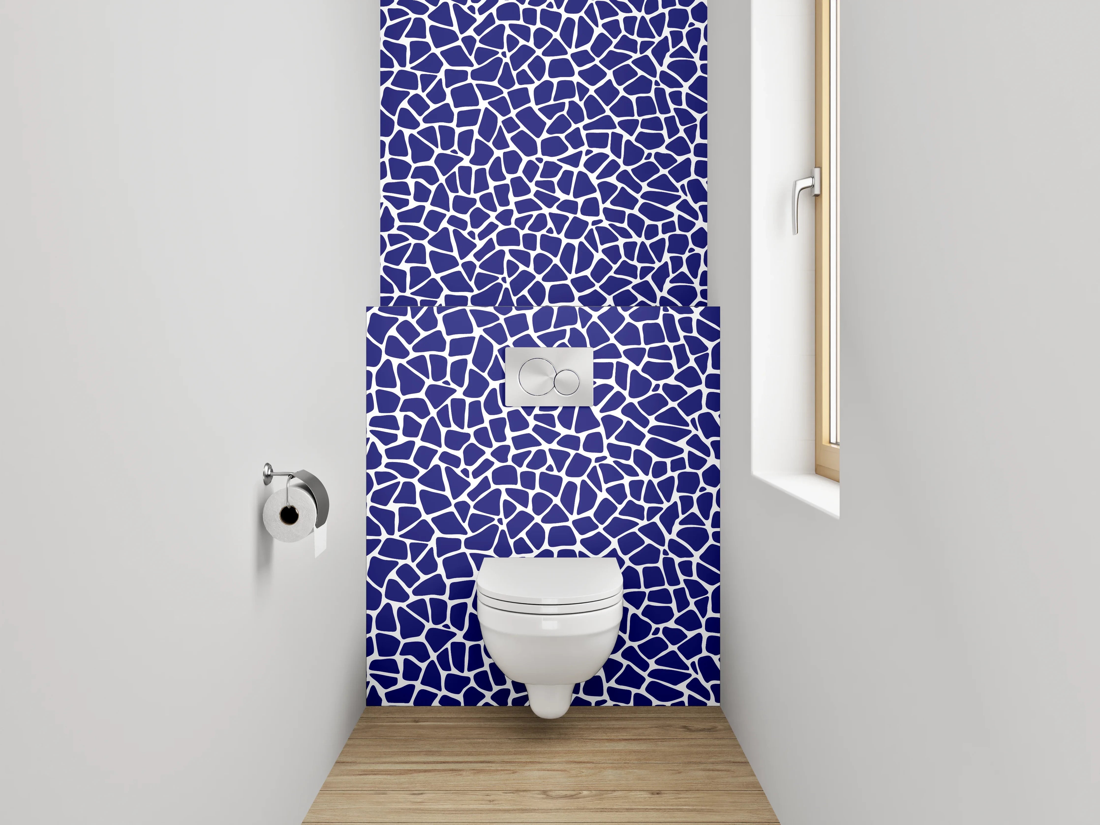 WC-Rückwand - Mosaik-Muster Blau Weiß Modern