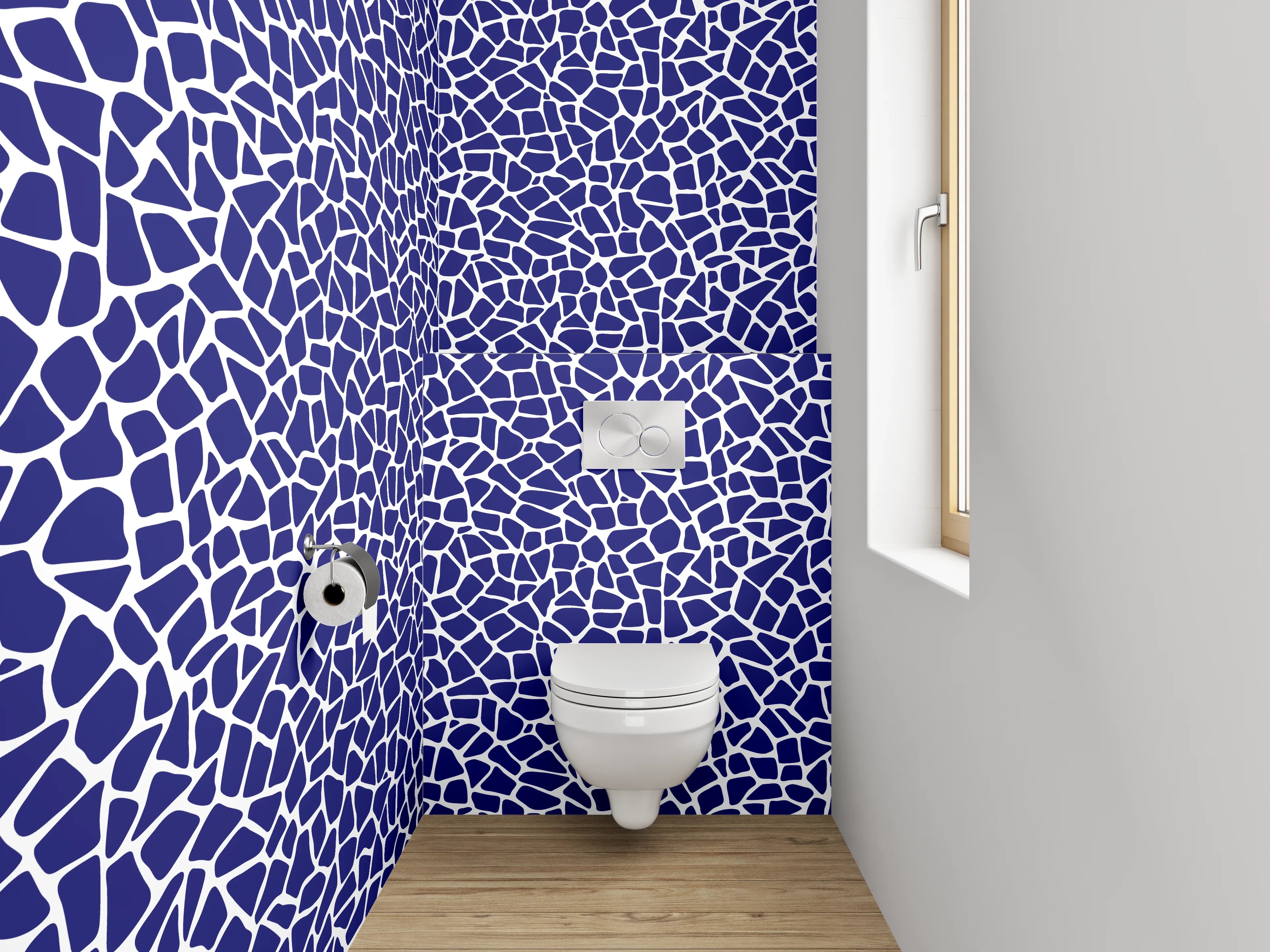 WC-Rückwand - Mosaik-Muster Blau Weiß Modern
