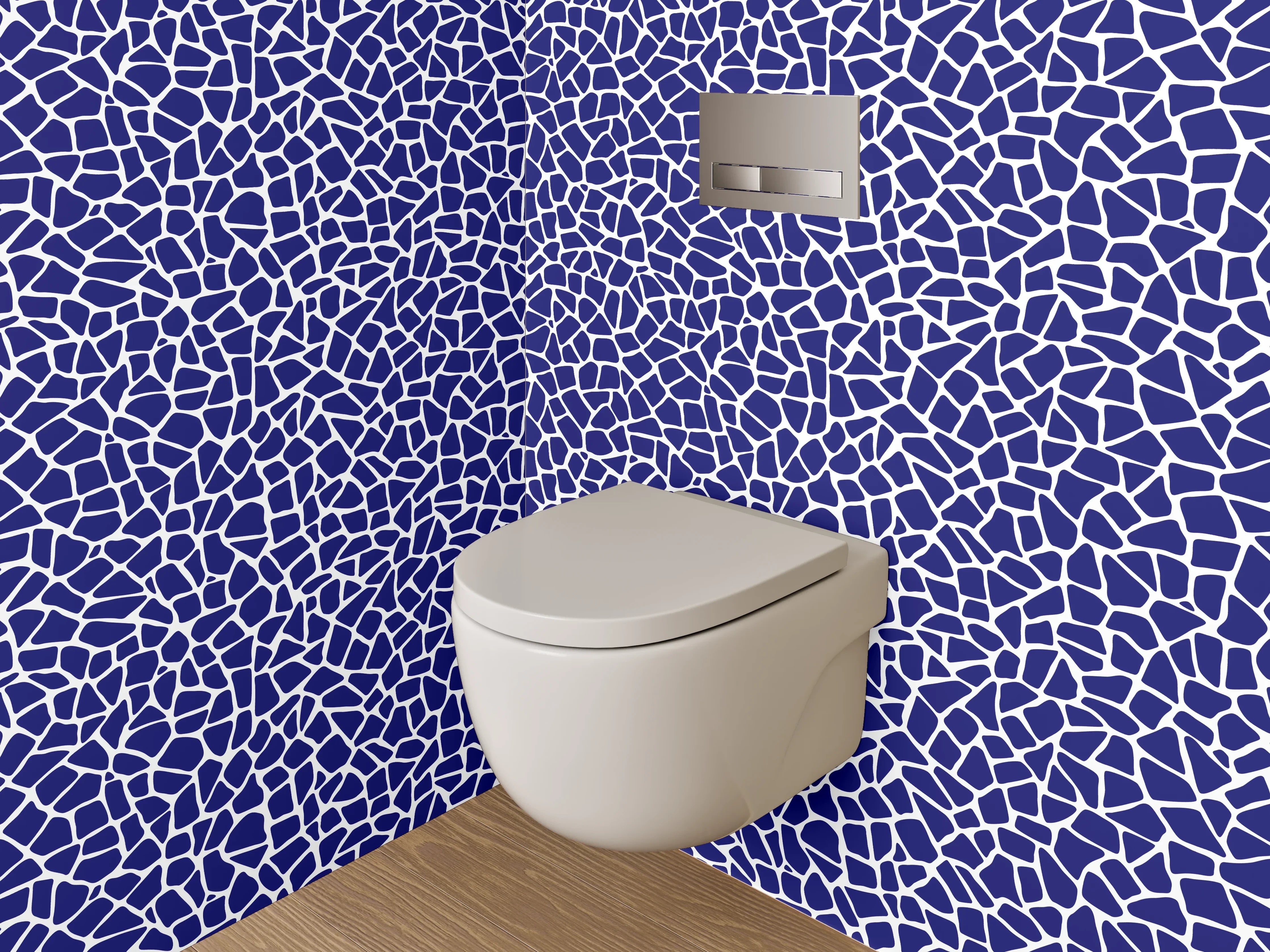 WC-Rückwand - Mosaik-Muster Blau Weiß Modern