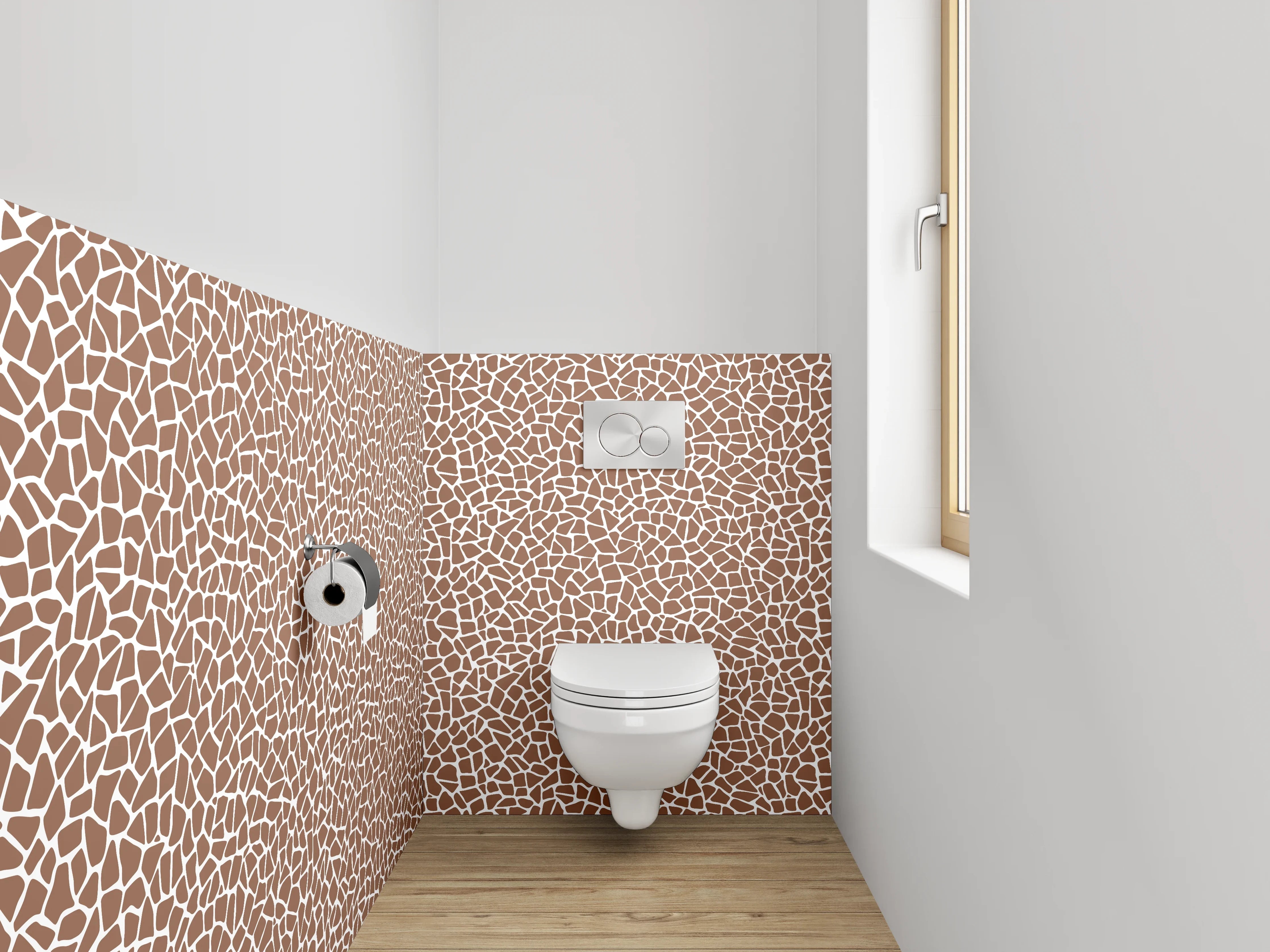WC-Rückwand - Mosaik Muster Braun Weiß Fliesen