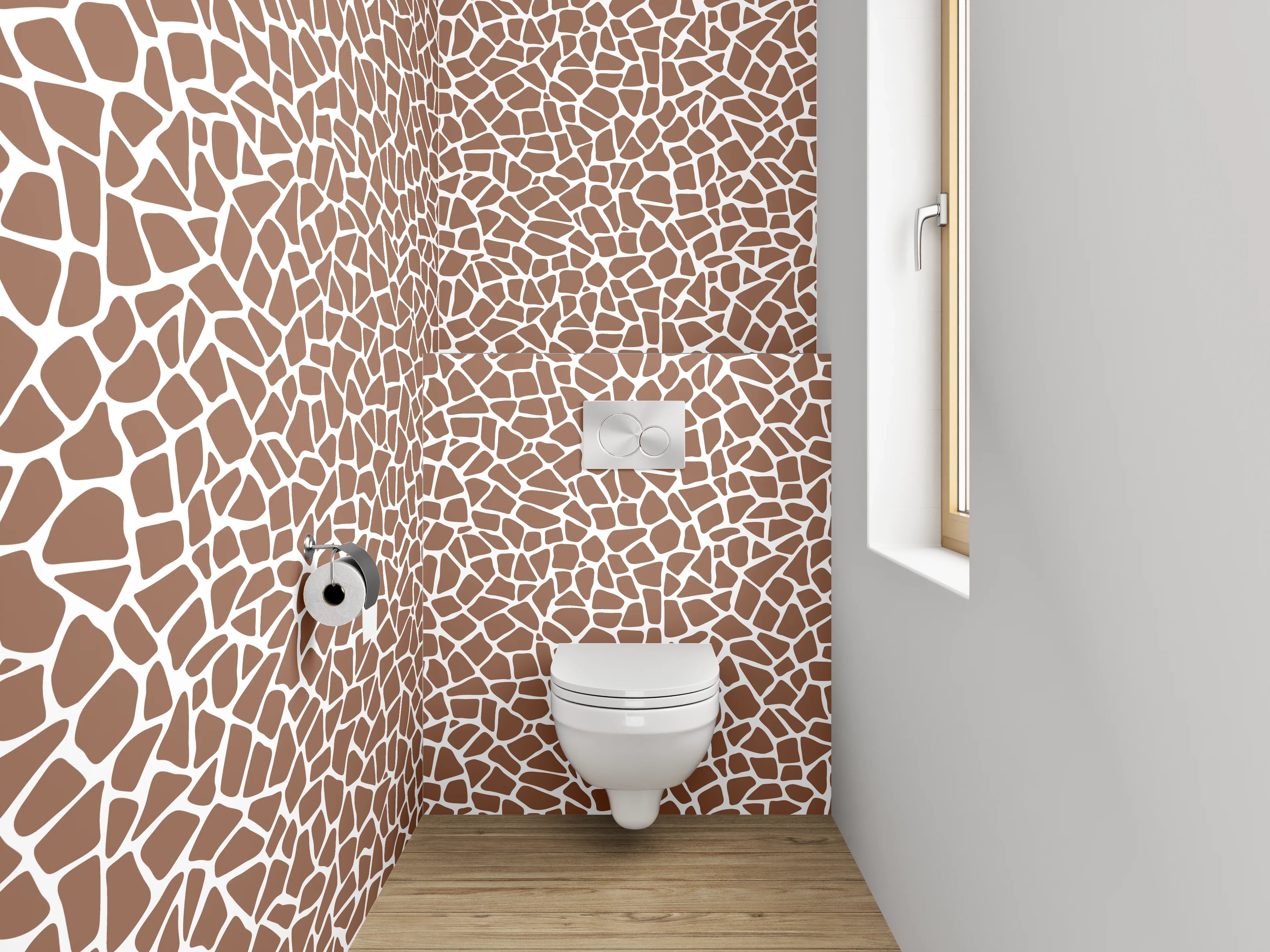 WC-Rückwand - Mosaik Muster Braun Weiß Fliesen