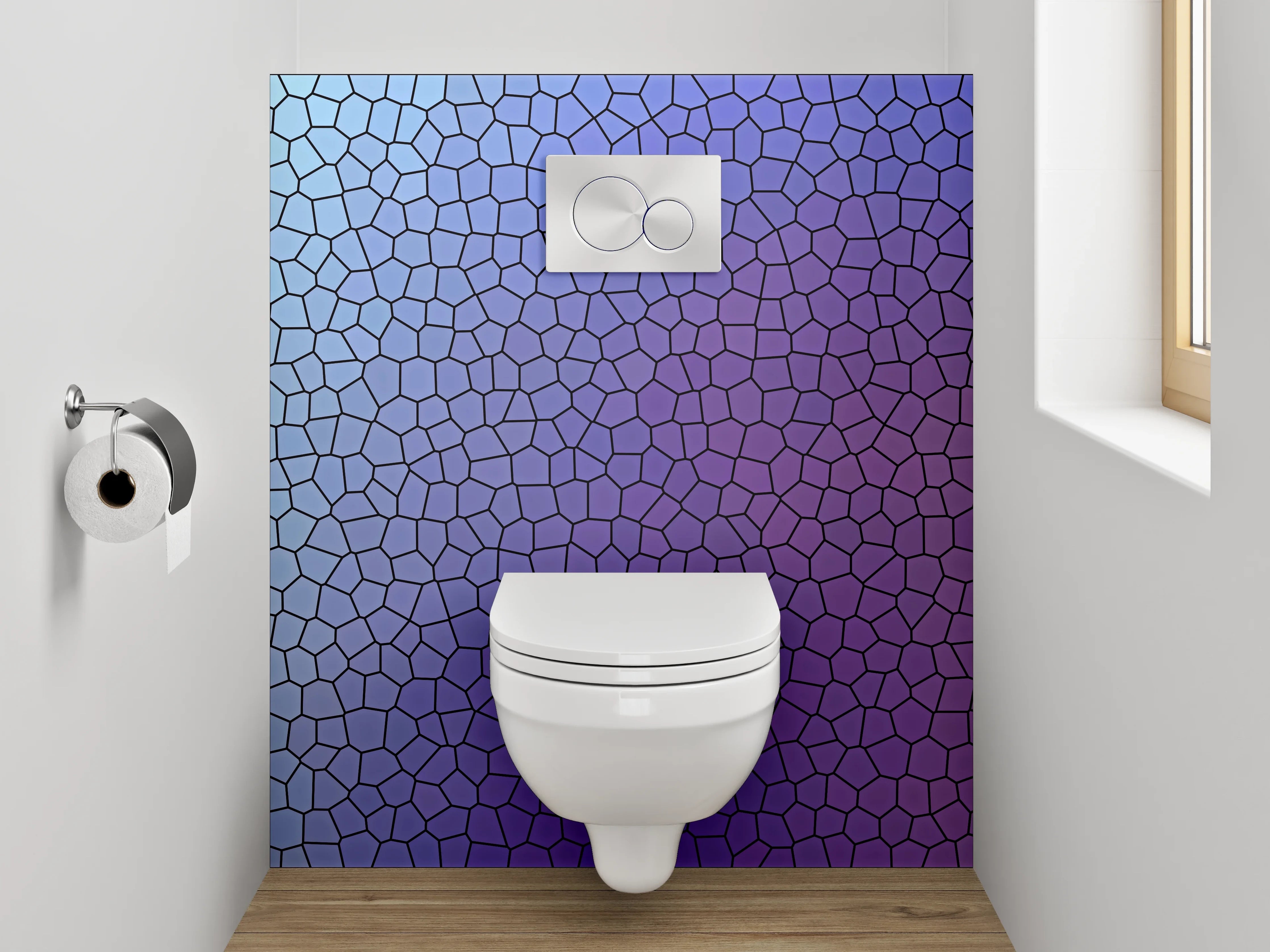 WC-Rückwand - Mosaik-Optik Blau-Lila Abstrakt