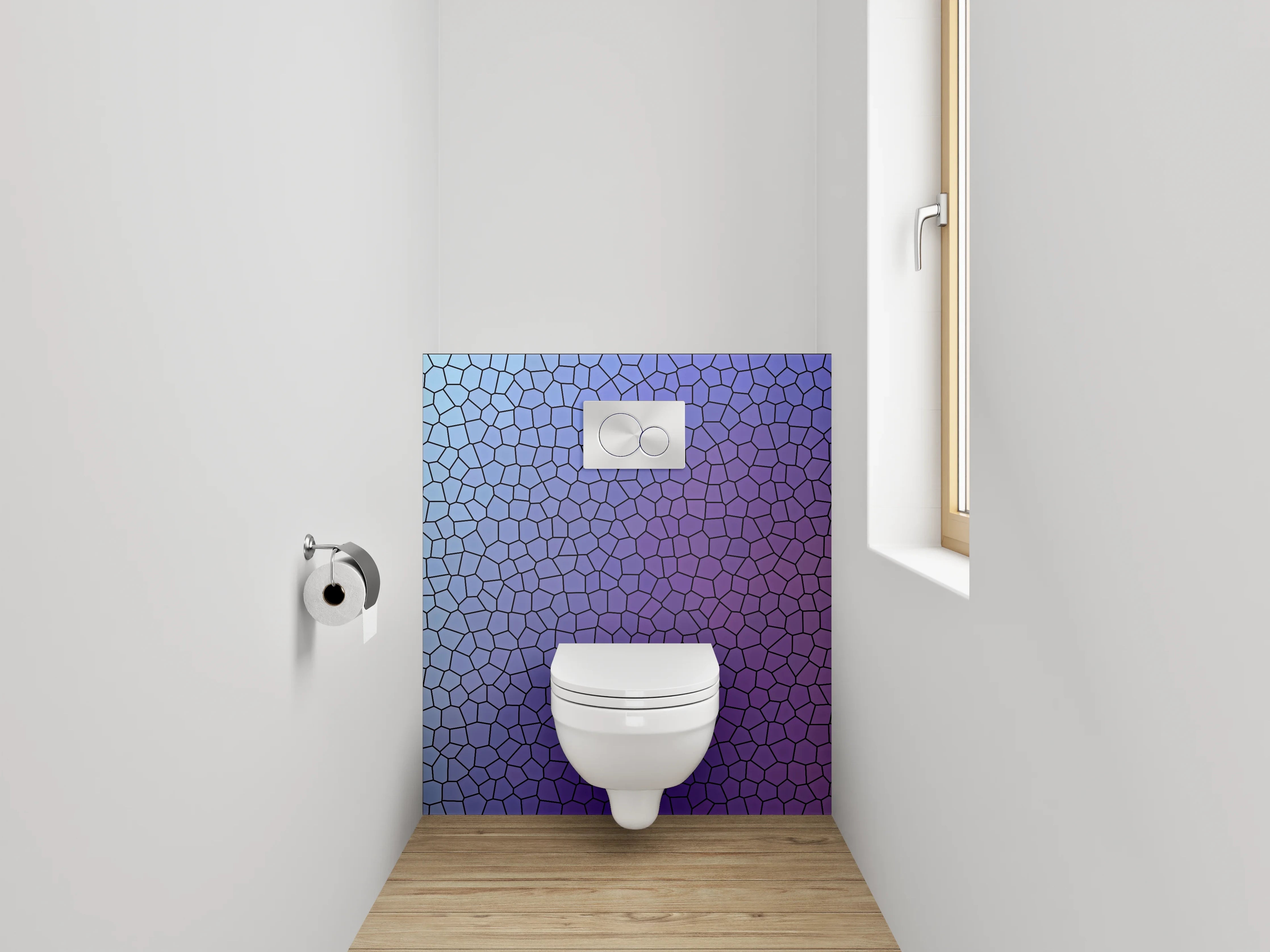 WC-Rückwand - Mosaik-Optik Blau-Lila Abstrakt