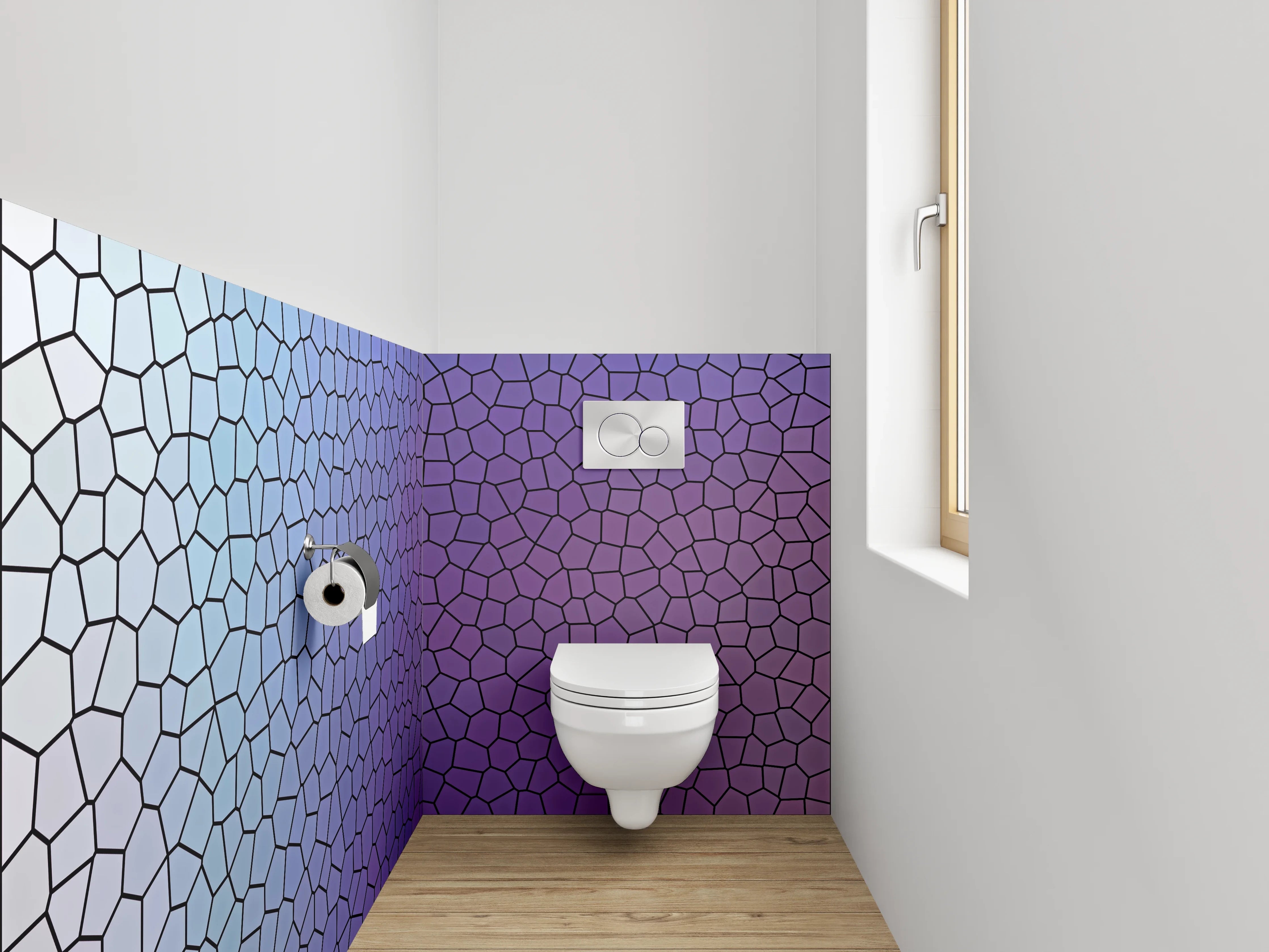 WC-Rückwand - Mosaik-Optik Blau-Lila Abstrakt