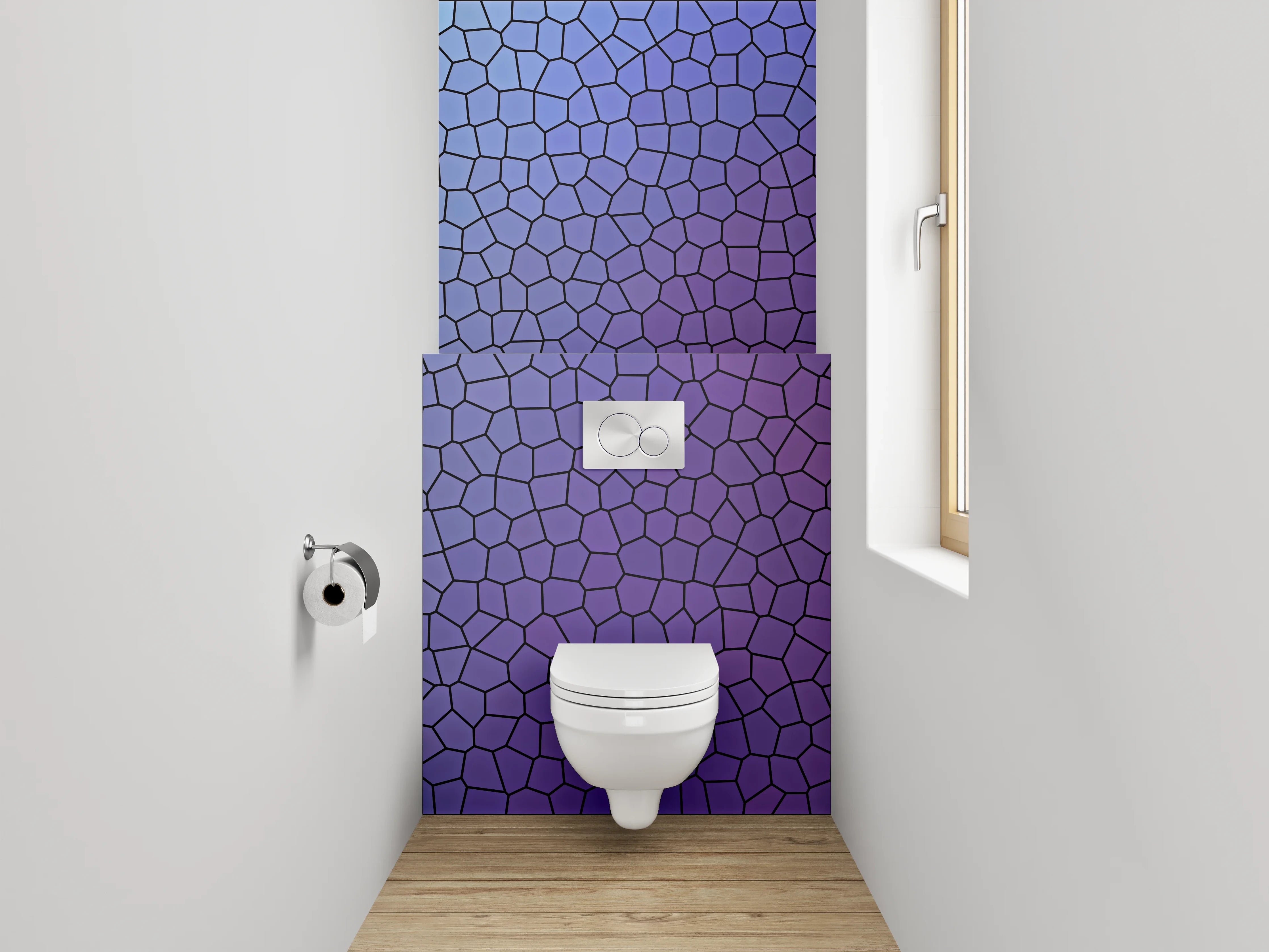 WC-Rückwand - Mosaik-Optik Blau-Lila Abstrakt