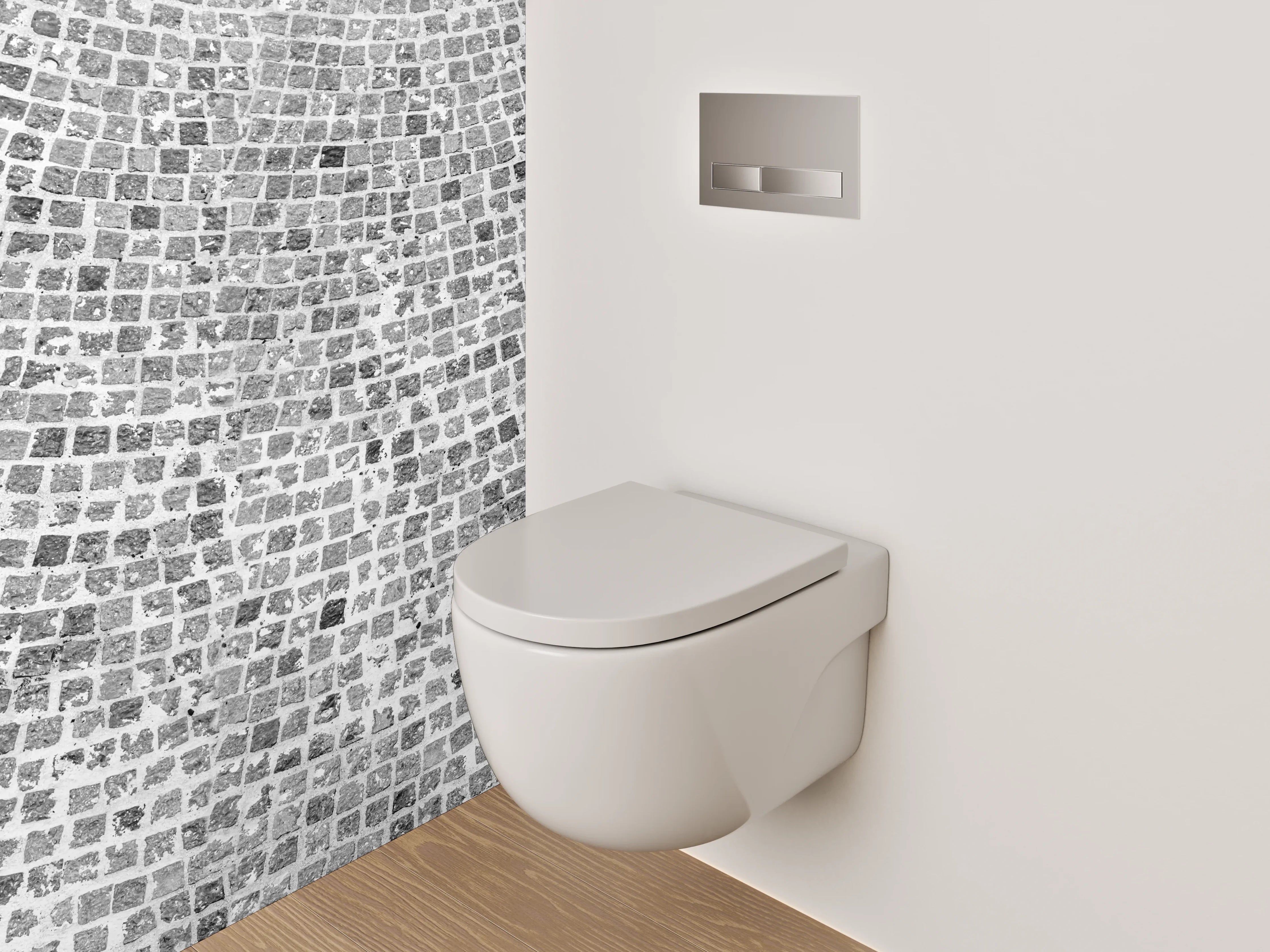 WC-Rückwand - Mosaik Steinmuster in Schwarz-Weiß Optik