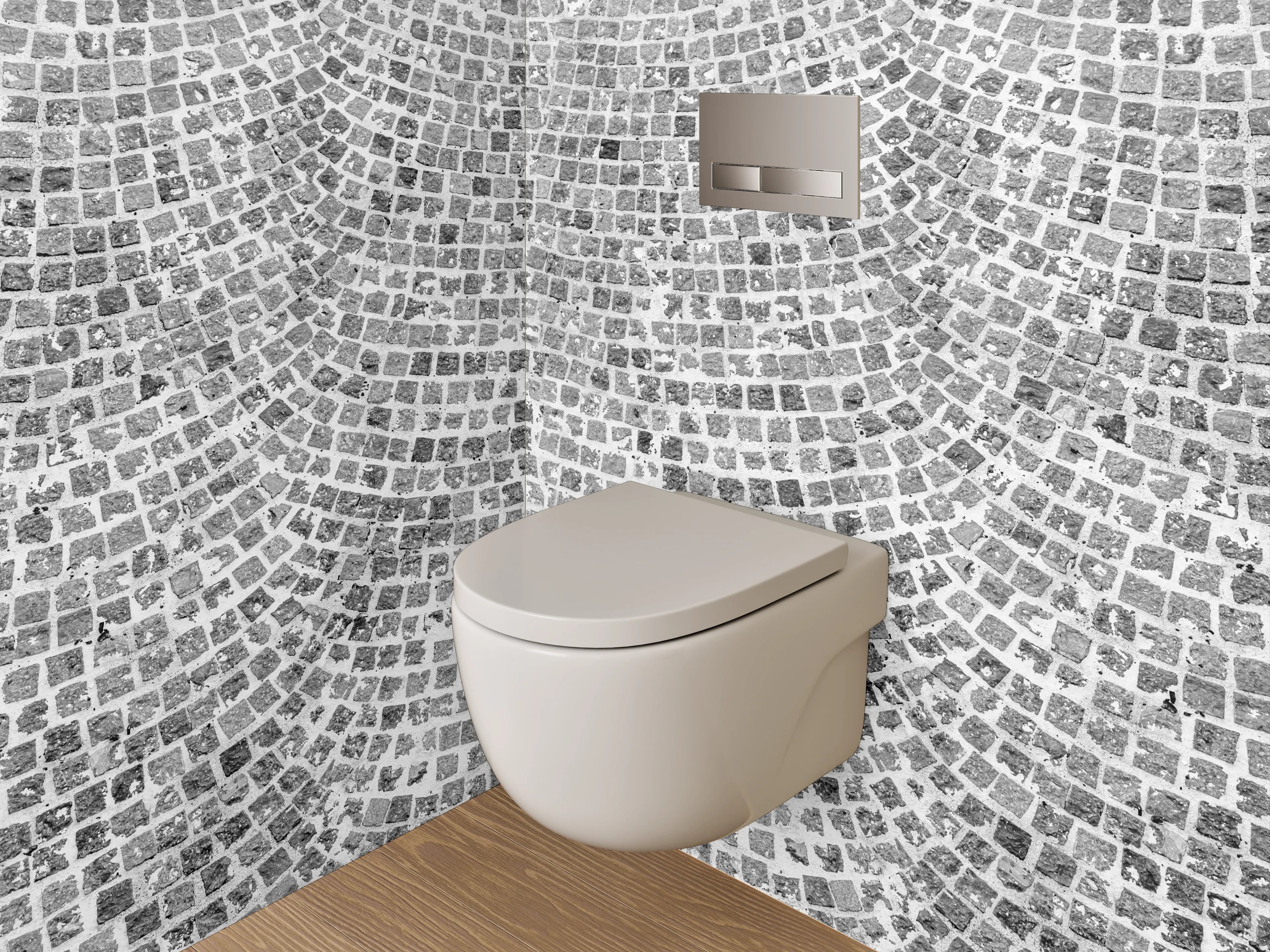 WC-Rückwand - Mosaik Steinmuster in Schwarz-Weiß Optik