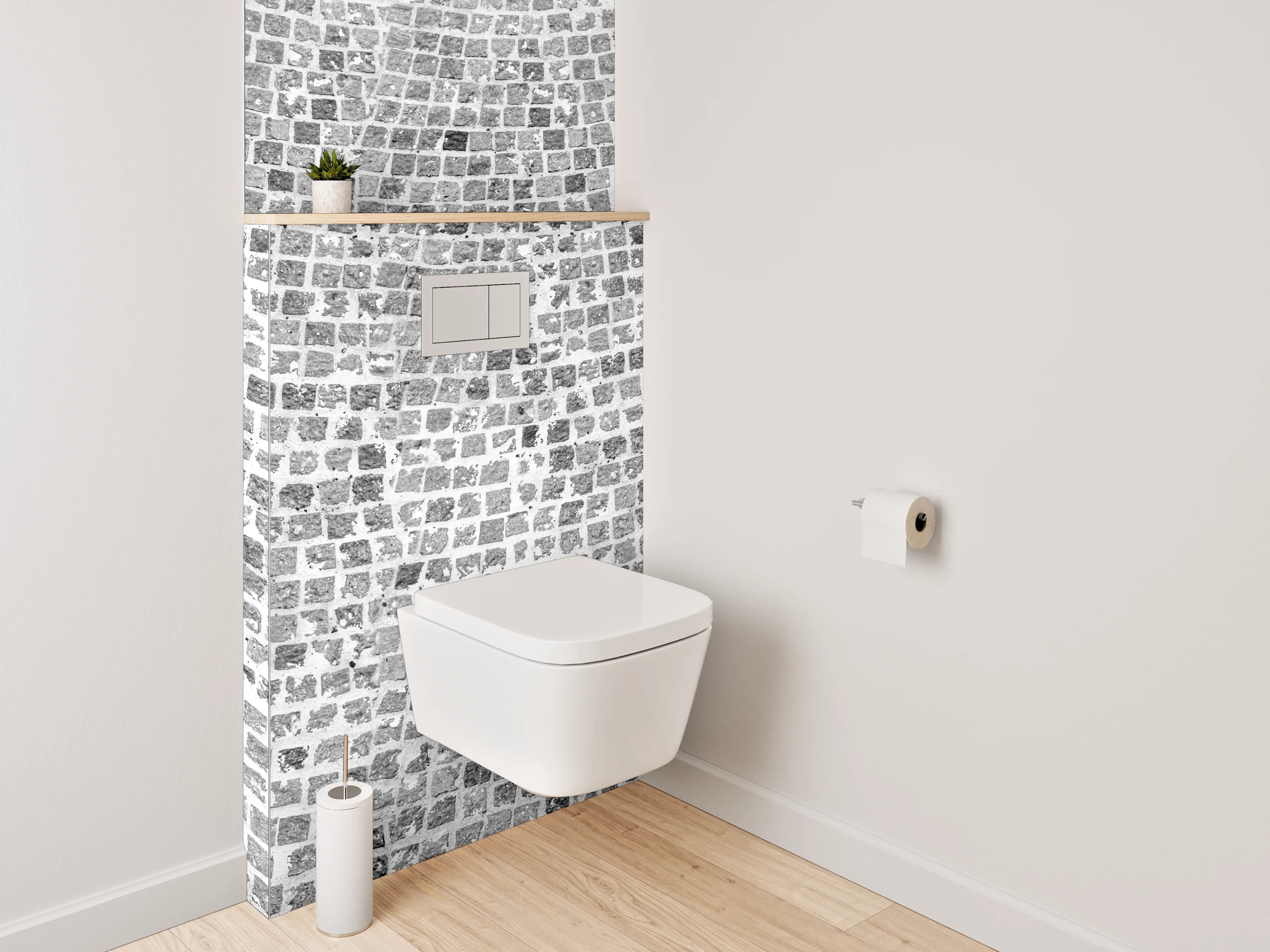 WC-Rückwand - Mosaik Steinmuster in Schwarz-Weiß Optik