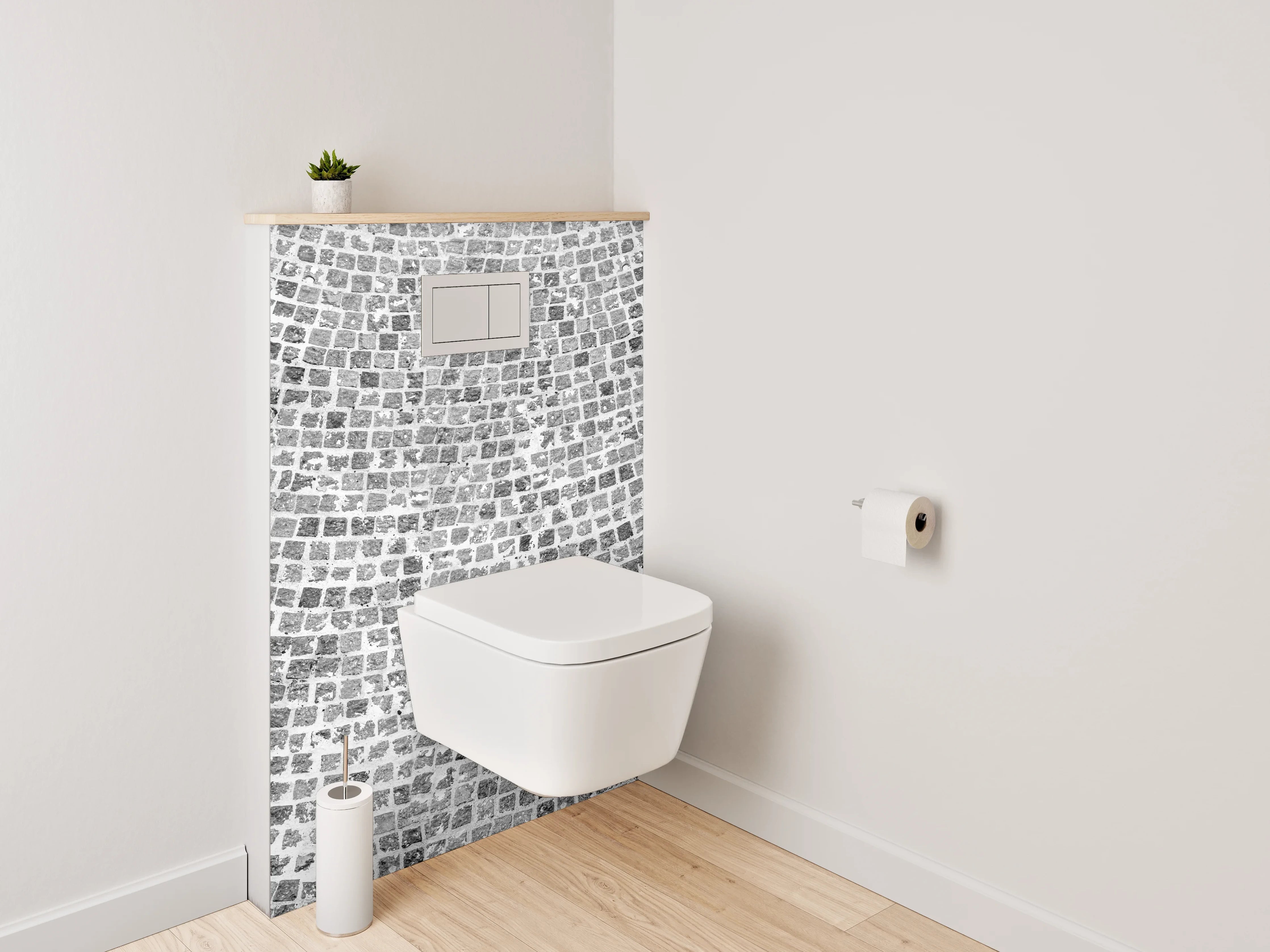 WC-Rückwand - Mosaik Steinmuster in Schwarz-Weiß Optik