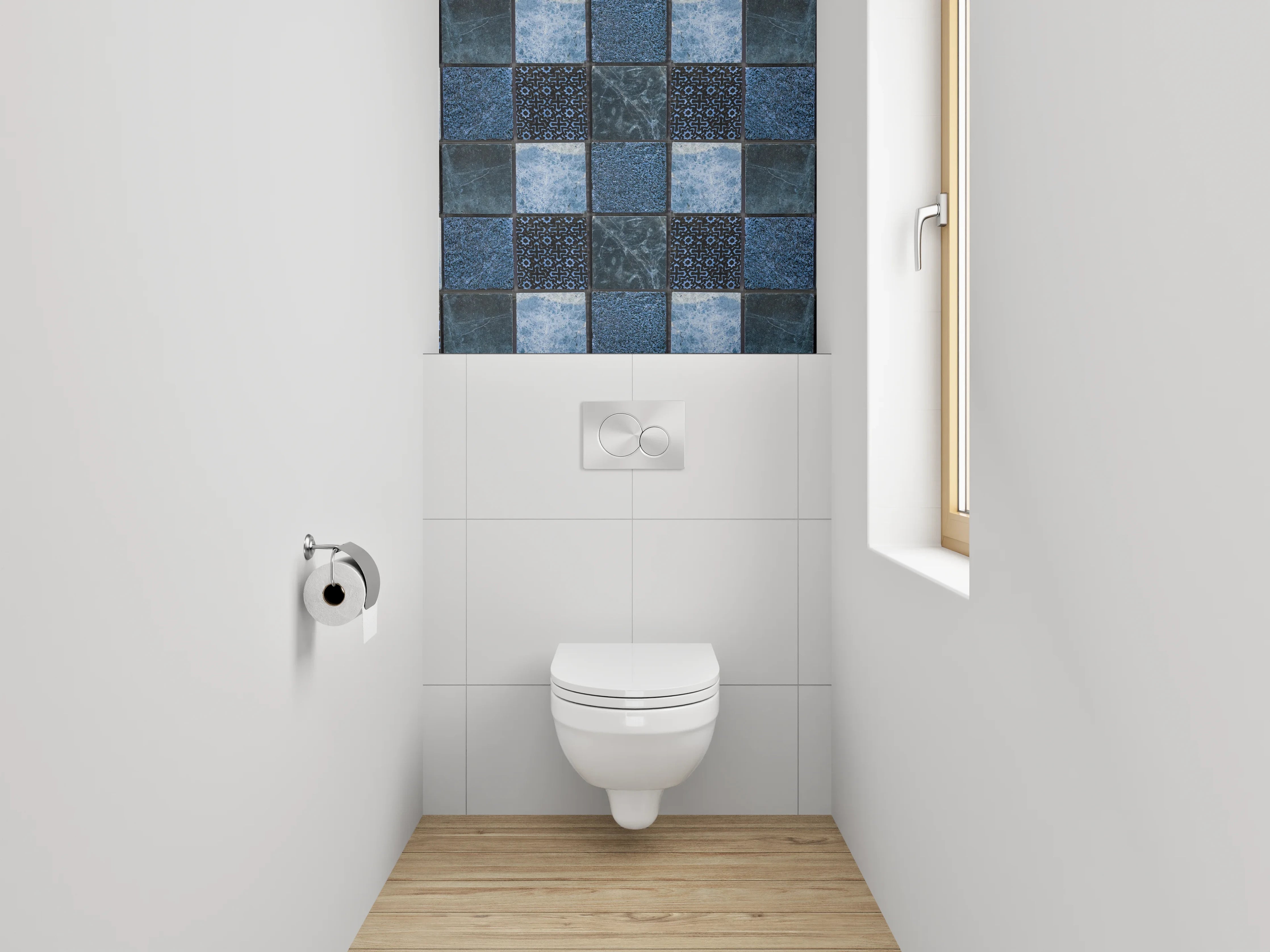 WC-Rückwand - Mosaik in Blau: Fliesenmuster modern