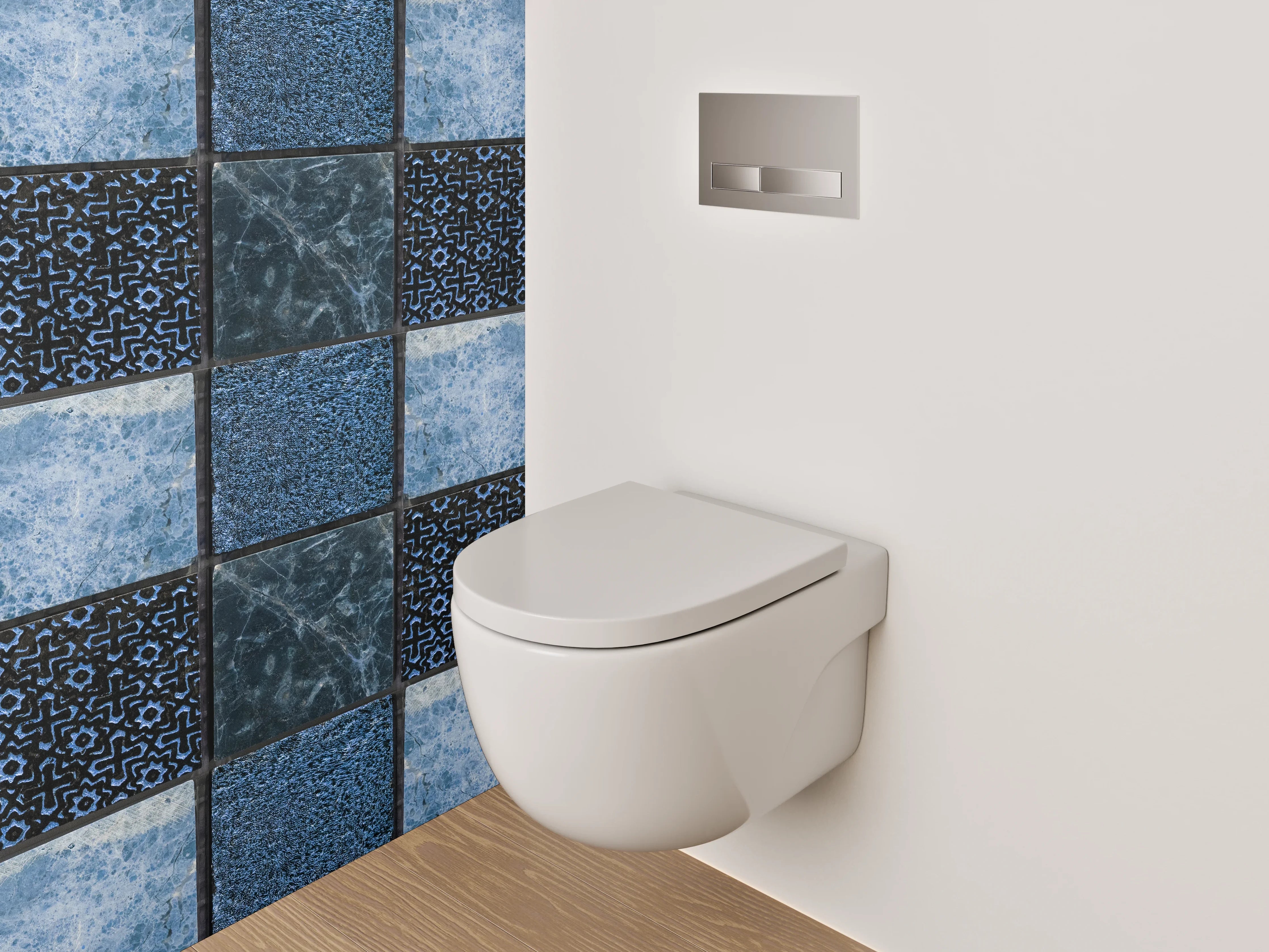 WC-Rückwand - Mosaik in Blau: Fliesenmuster modern