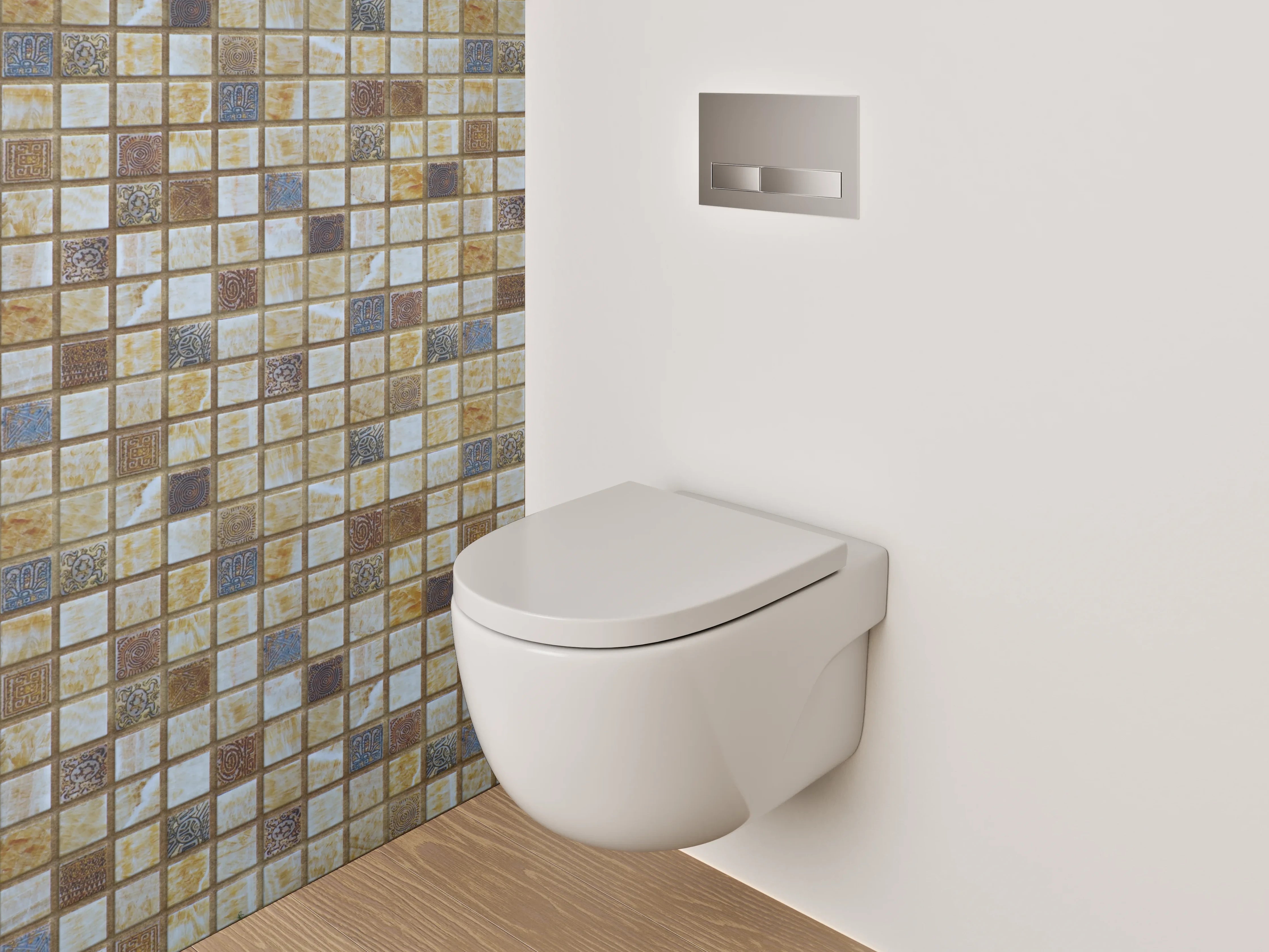 WC-Rückwand - Mosaikfliesen Mix Beige Braun Blau