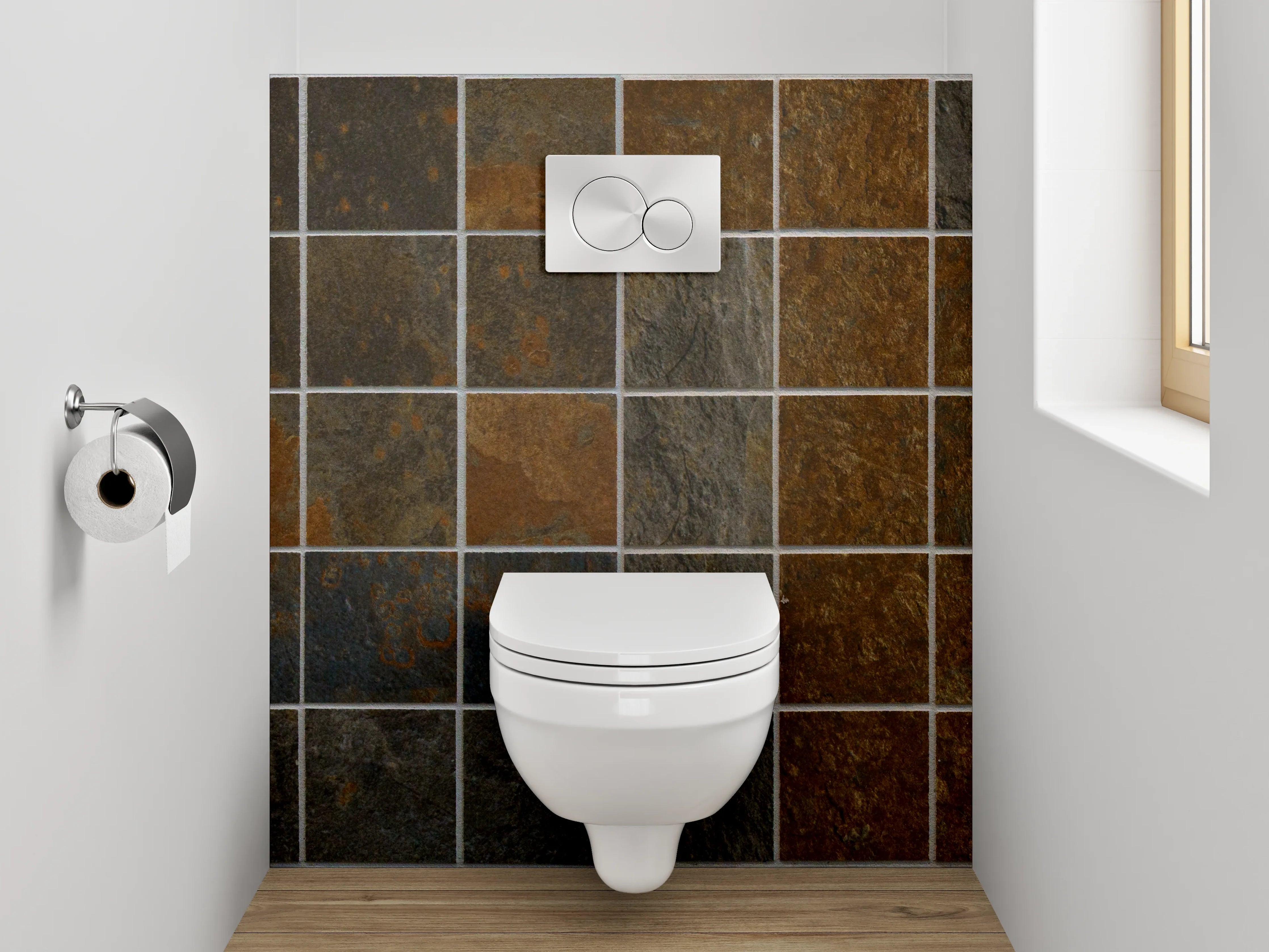 WC-Rückwand - Mosaikfliesen Schieferoptik Braun-Grau