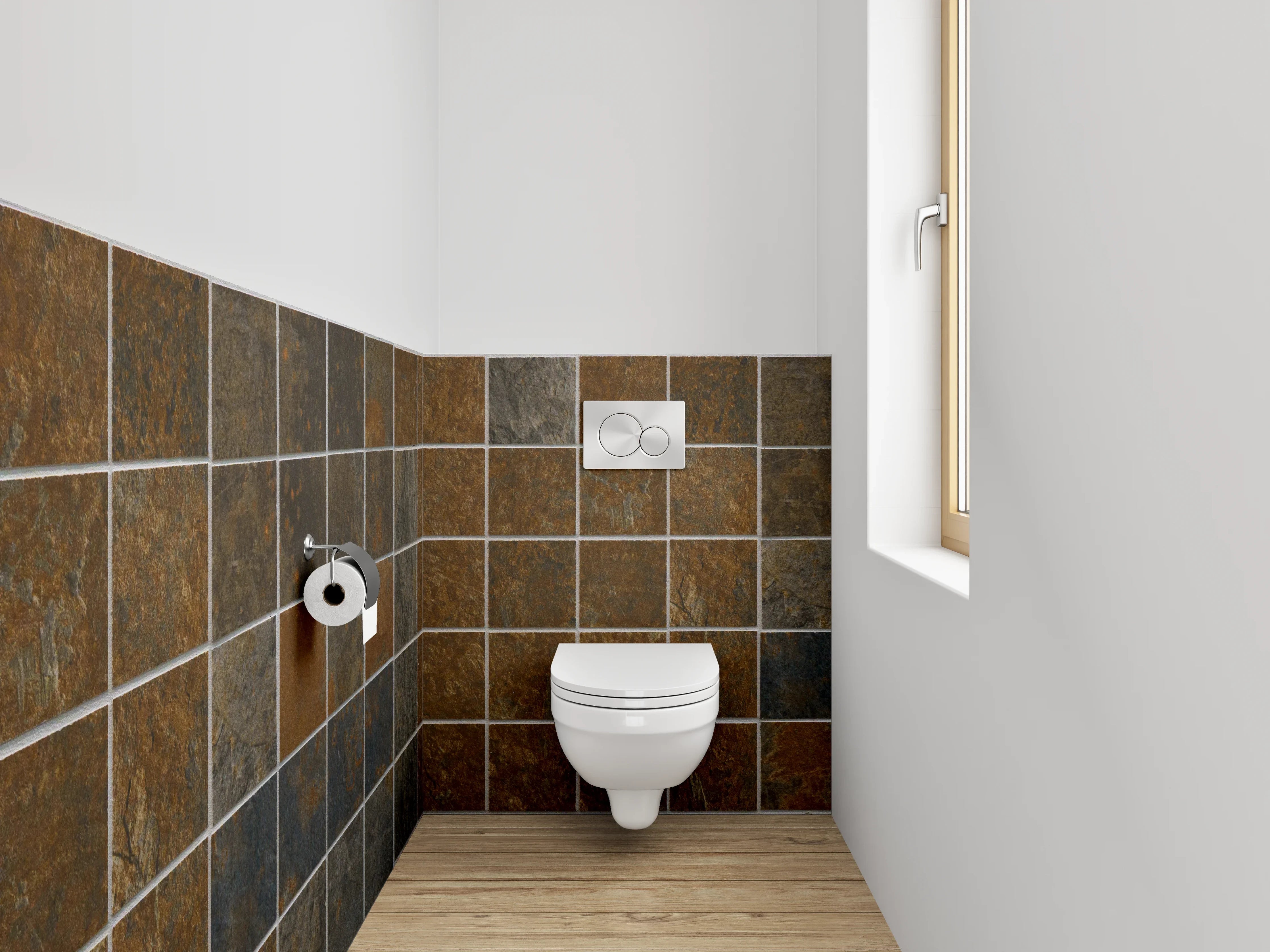 WC-Rückwand - Mosaikfliesen Schieferoptik Braun-Grau