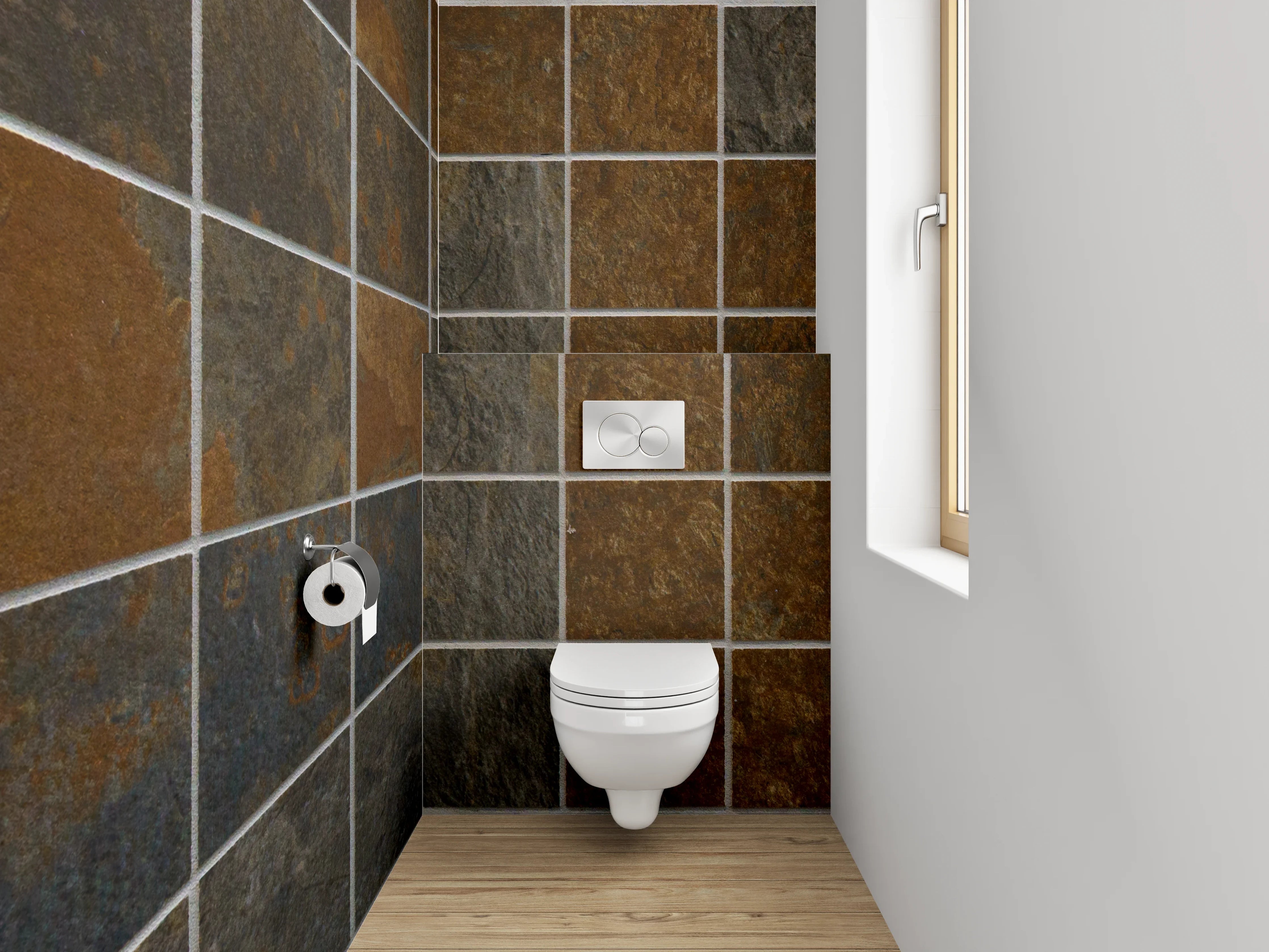 WC-Rückwand - Mosaikfliesen Schieferoptik Braun-Grau