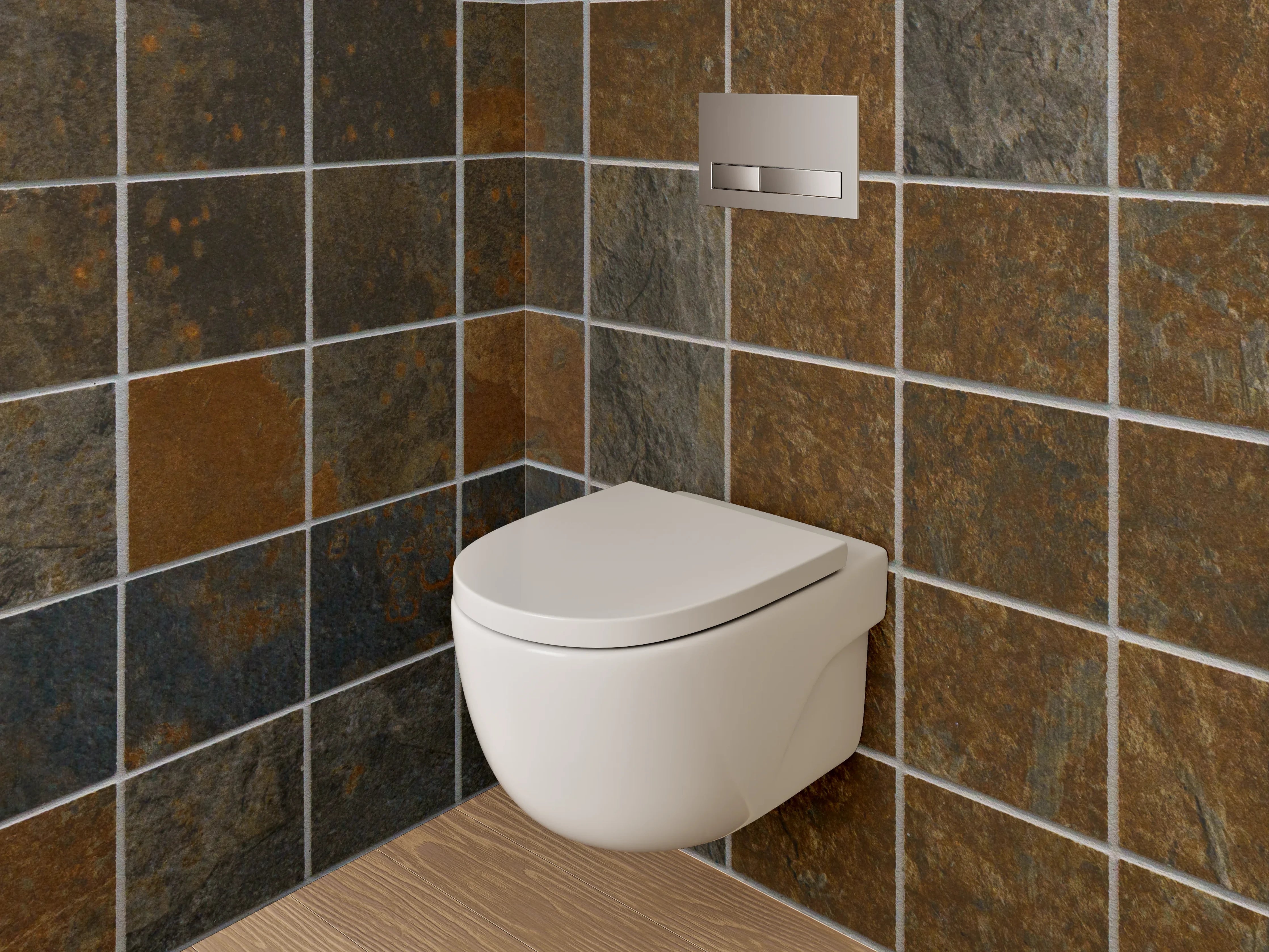 WC-Rückwand - Mosaikfliesen Schieferoptik Braun-Grau