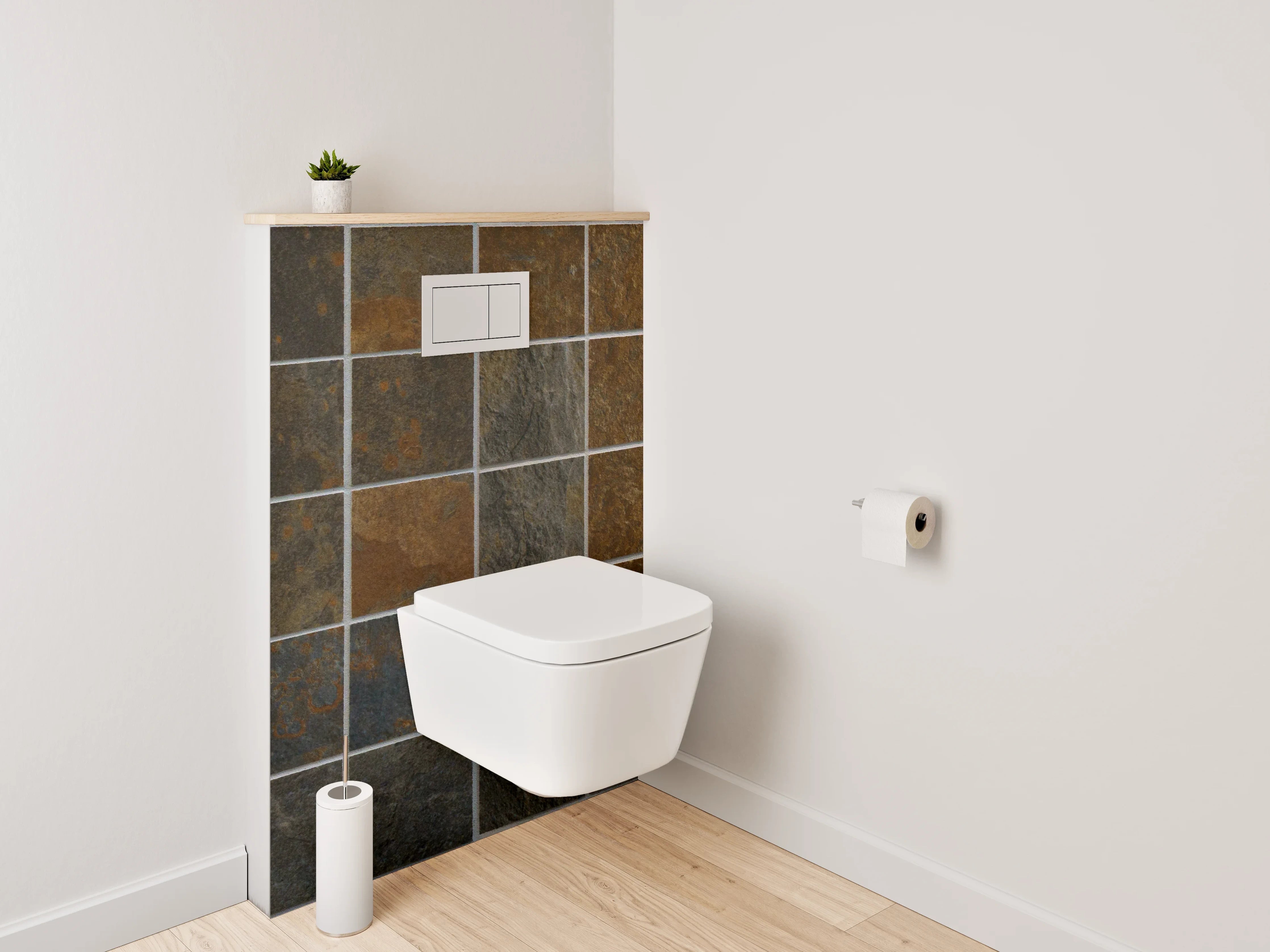 WC-Rückwand - Mosaikfliesen Schieferoptik Braun-Grau