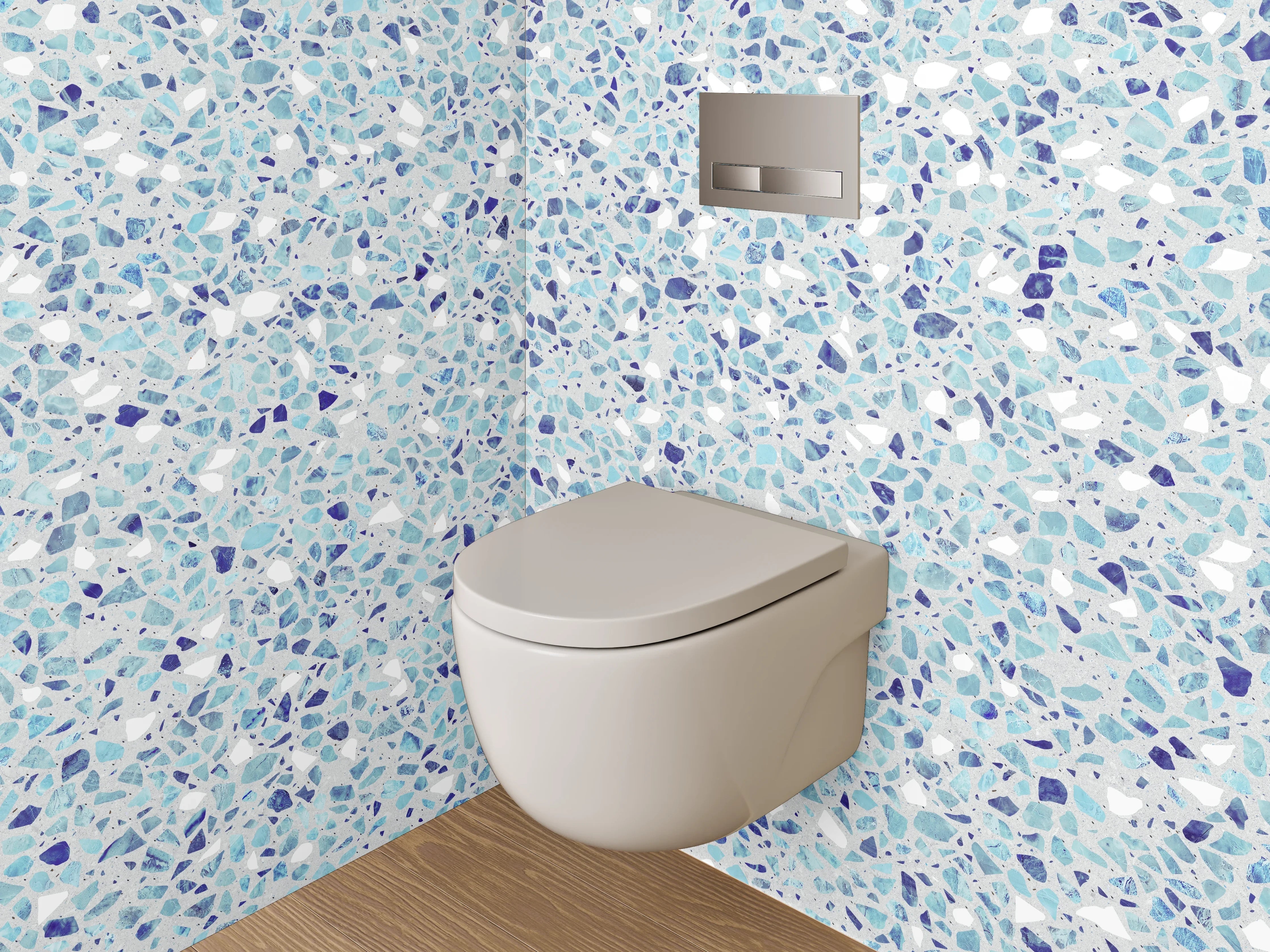 WC-Rückwand - Mosaiksteine Weiß-Blau Modern