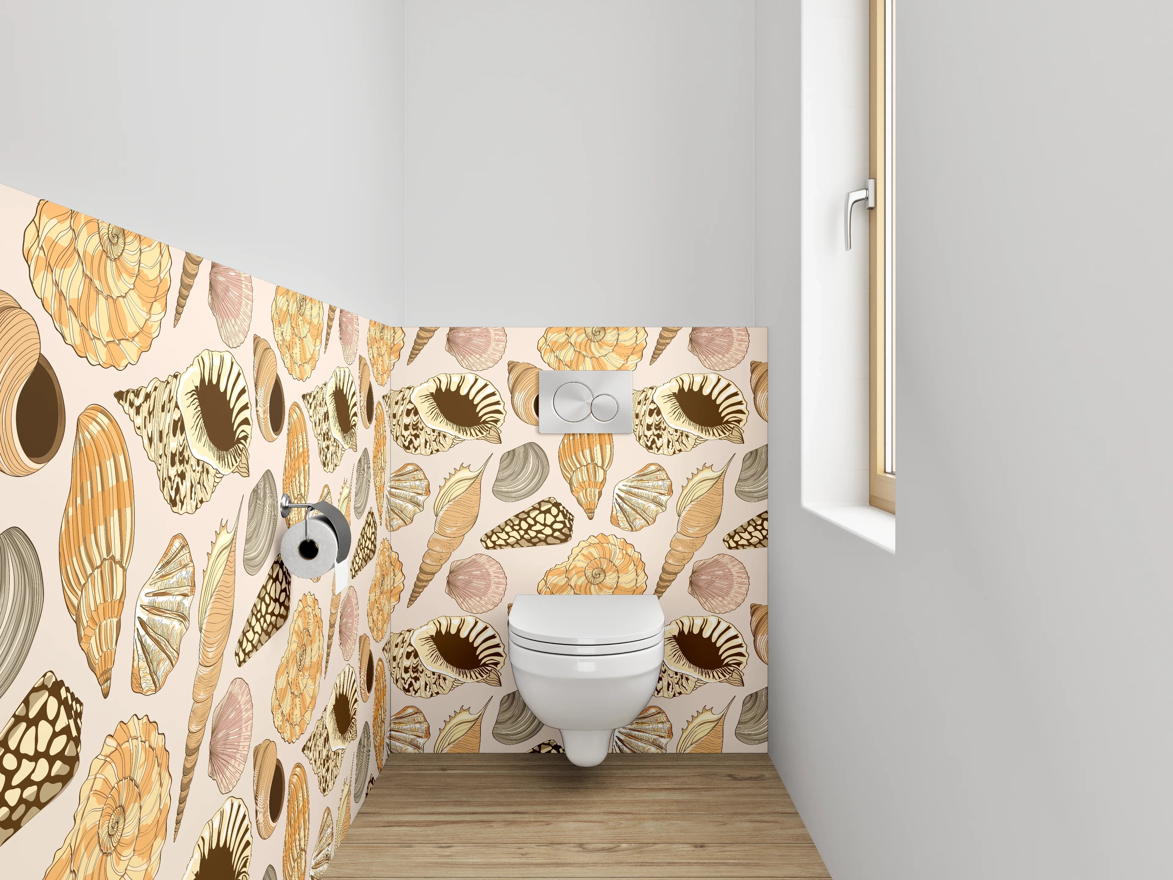 WC-Rückwand - Muschel-Muster Badezimmer Deko
