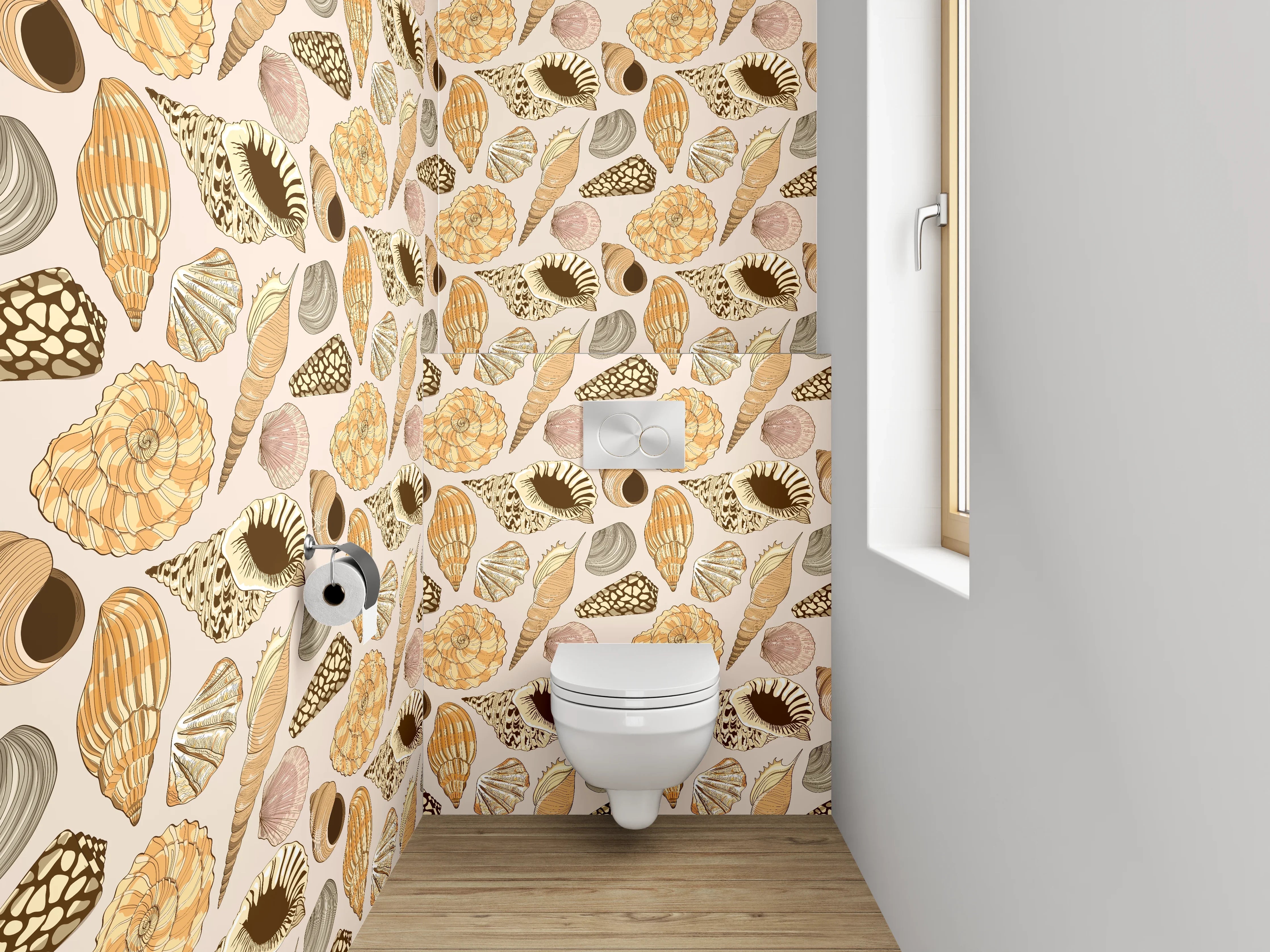 WC-Rückwand - Muschel-Muster Badezimmer Deko