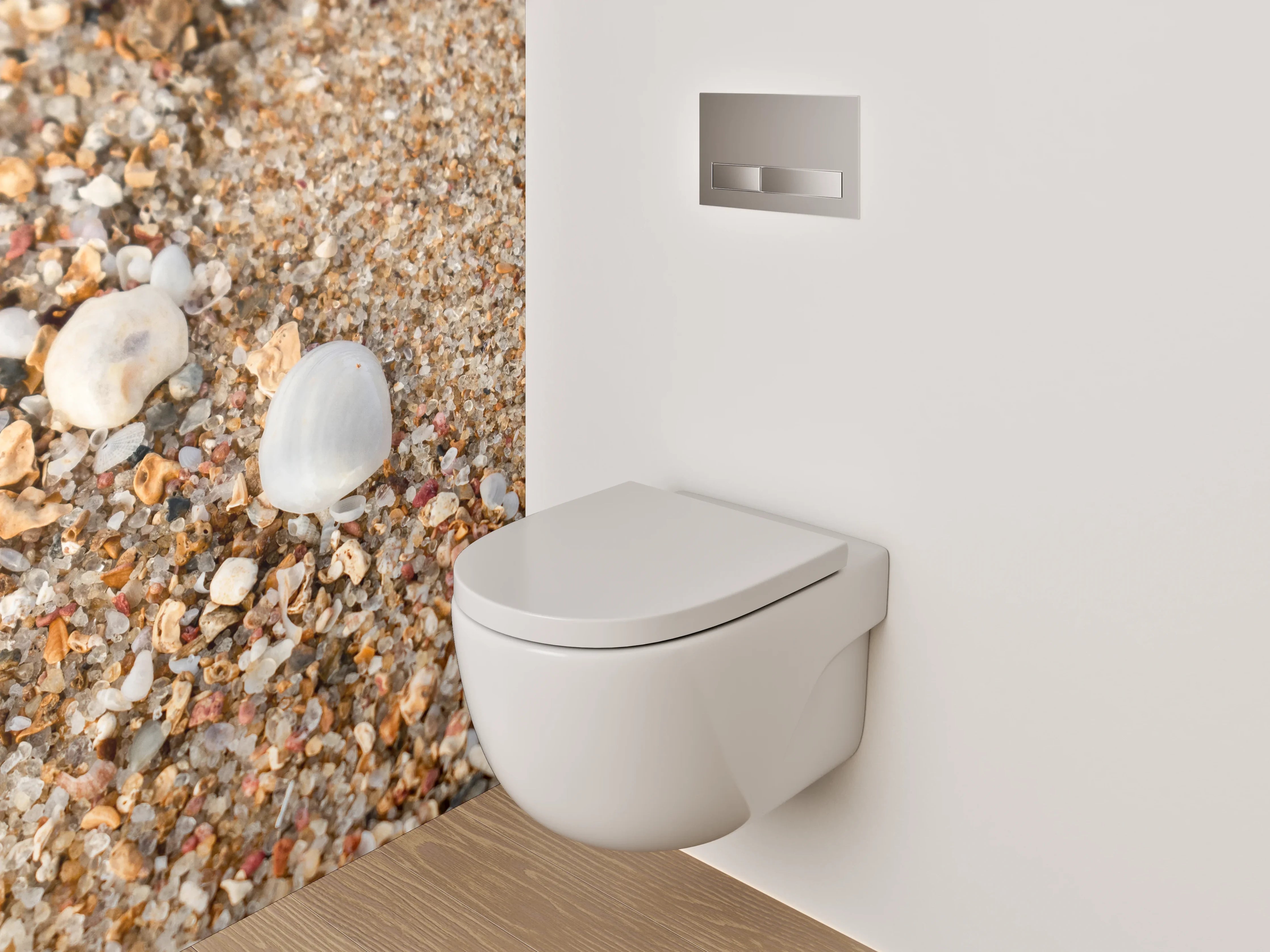 WC-Rückwand - Muscheln im Sand am Strand