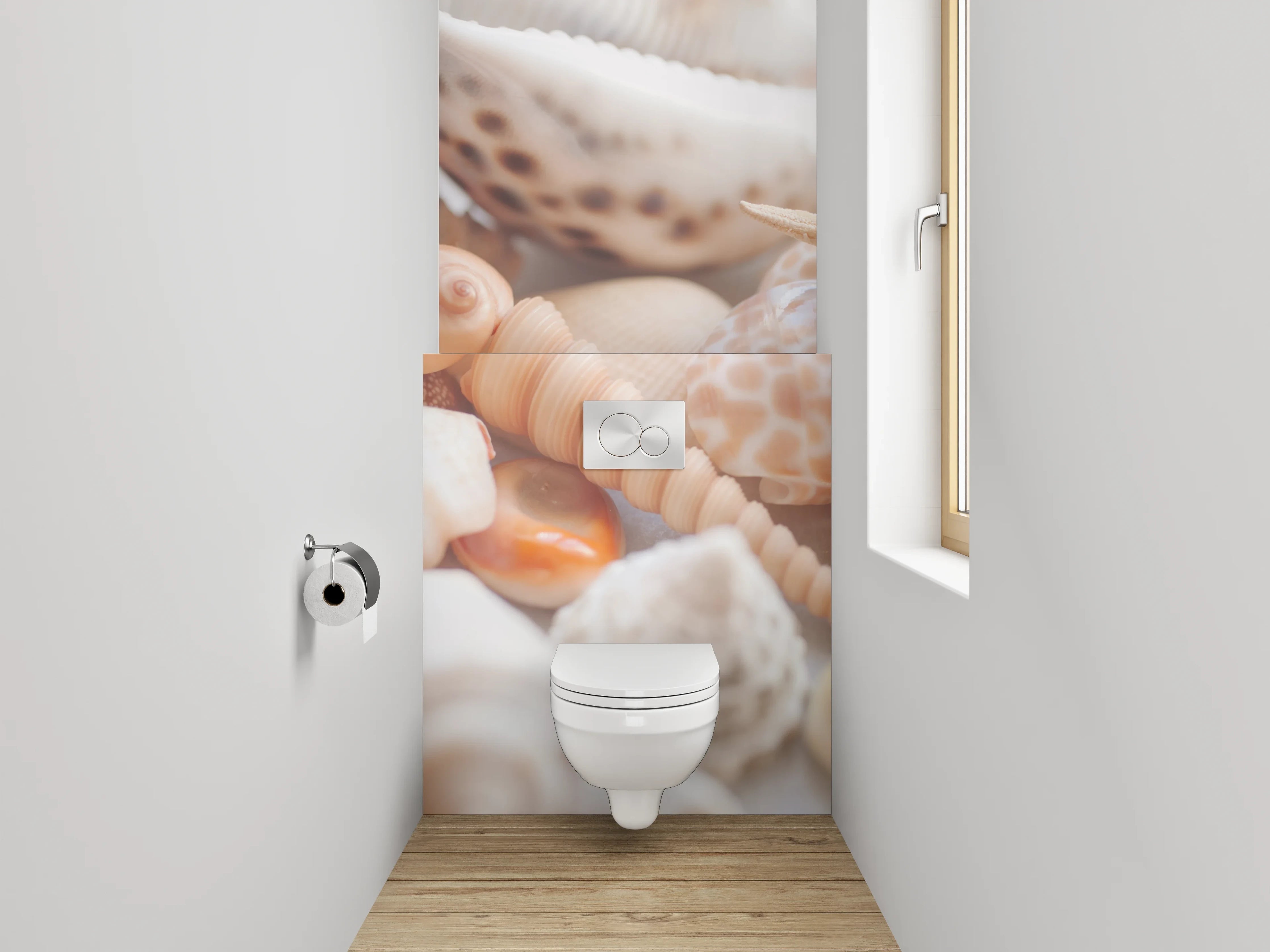 WC-Rückwand - Muscheln und Seesterne am Strand