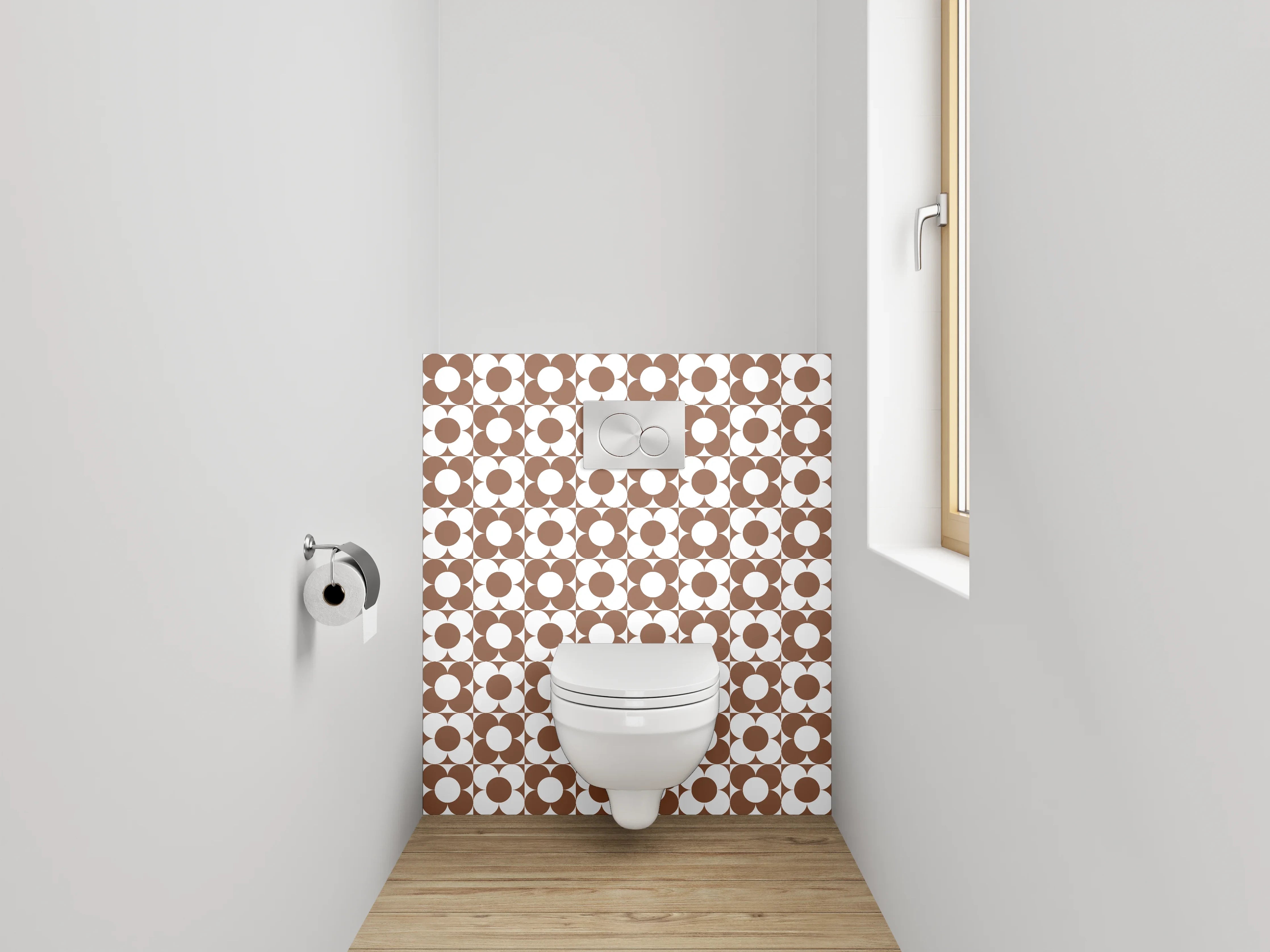 WC-Rückwand - Muster aus braunen und weißen Steinen