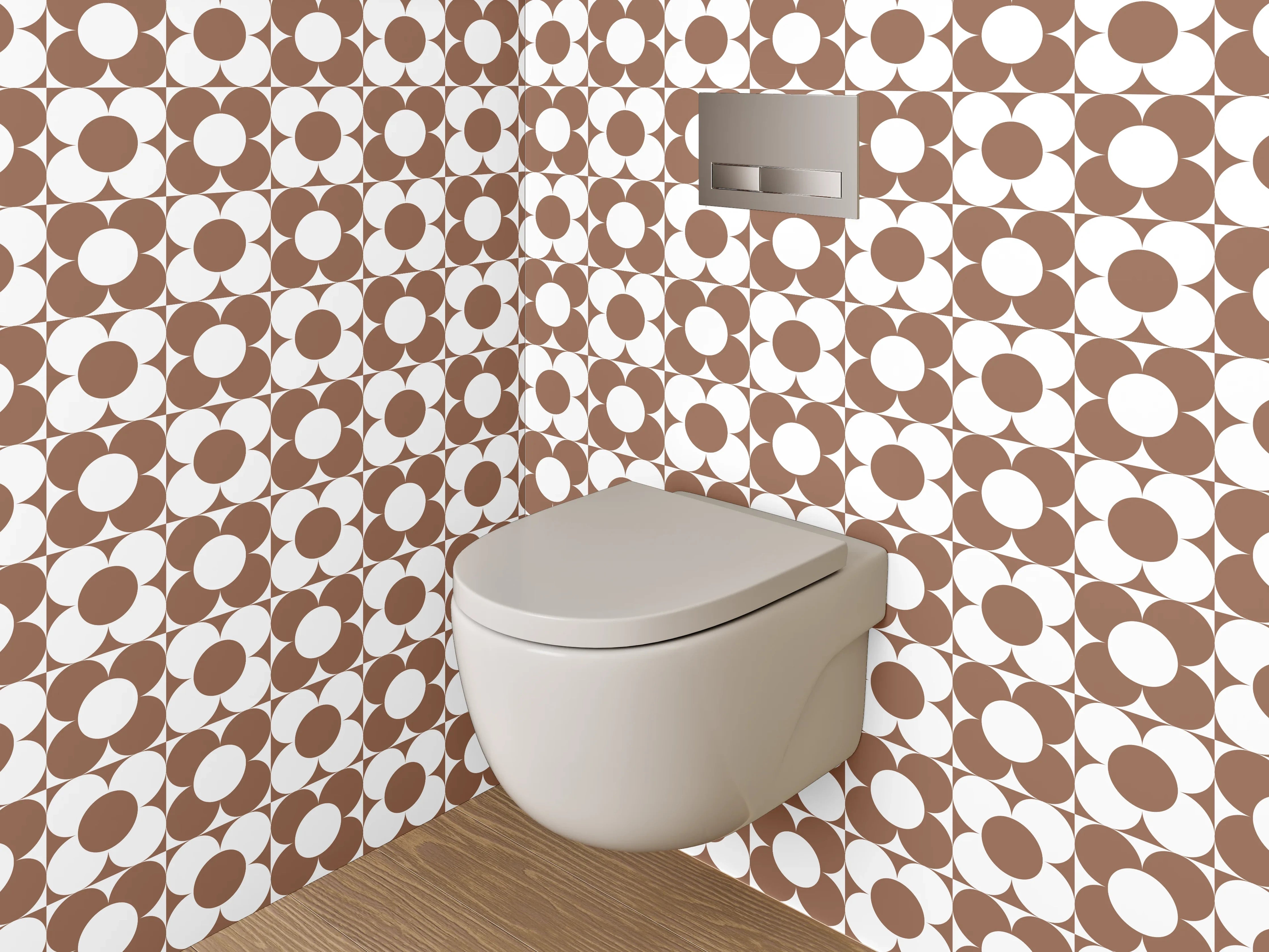 WC-Rückwand - Muster aus braunen und weißen Steinen