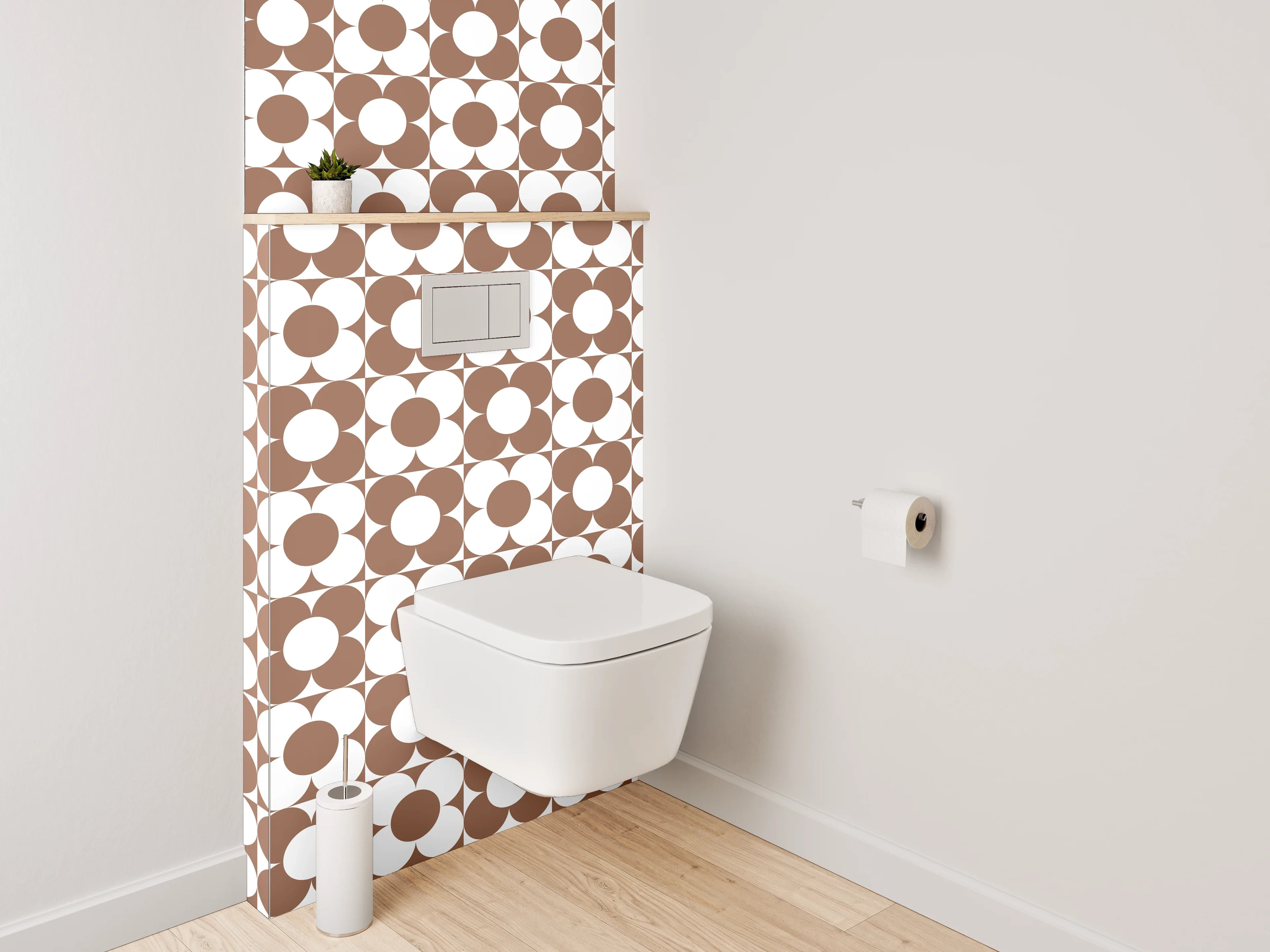 WC-Rückwand - Muster aus braunen und weißen Steinen