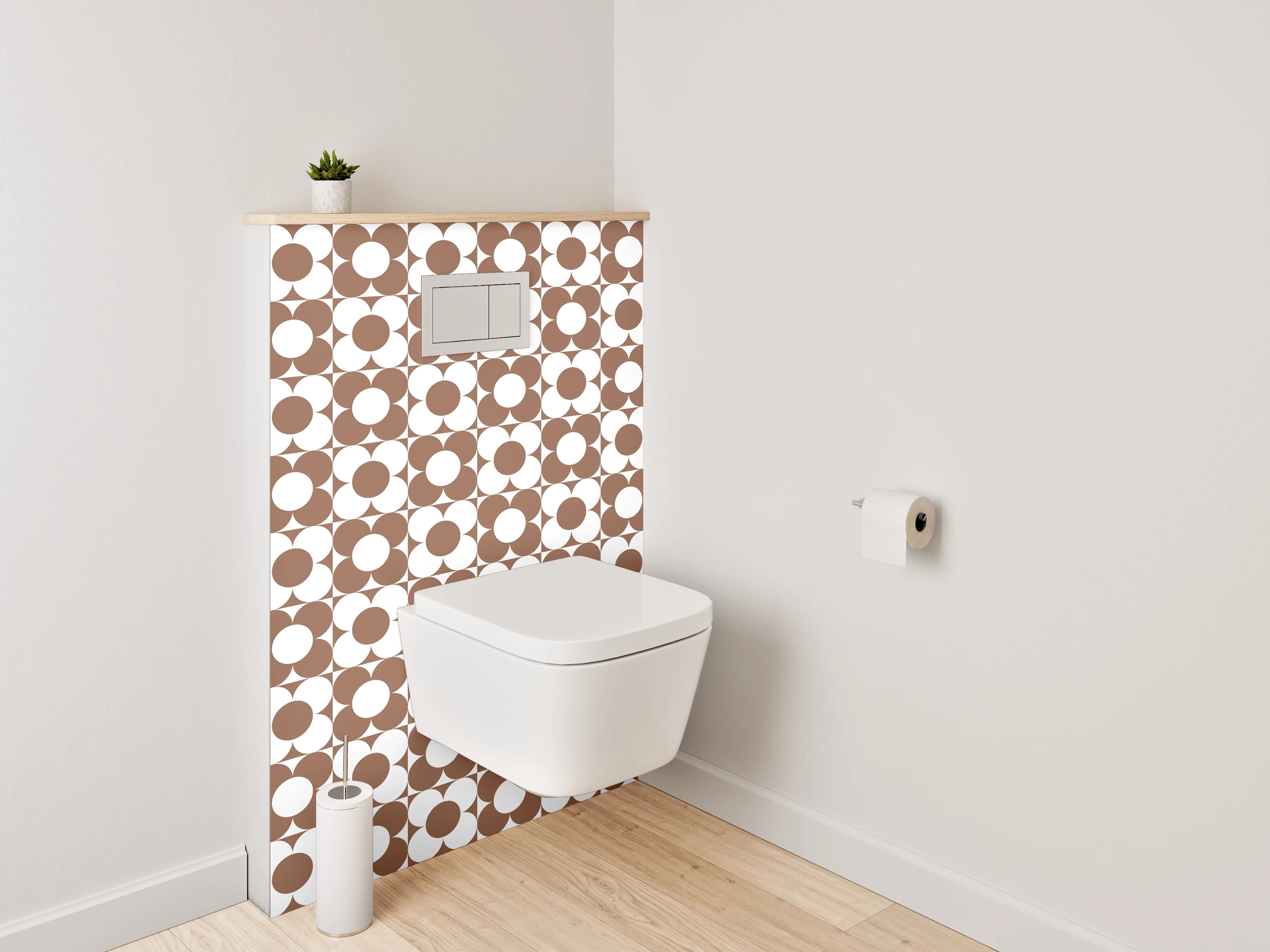 WC-Rückwand - Muster aus braunen und weißen Steinen