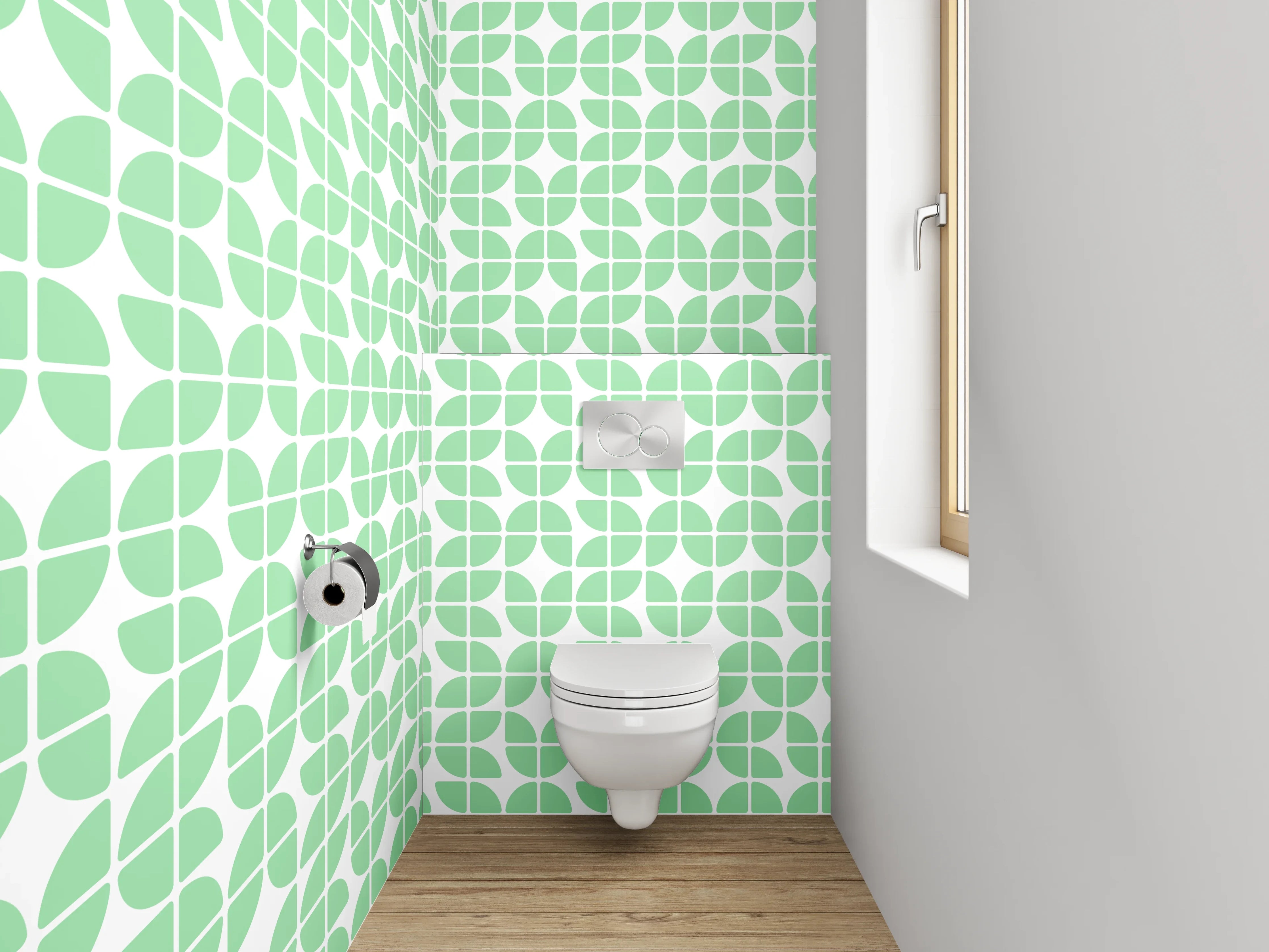 WC-Rückwand - Musterhafte grüne Fliesenmuster