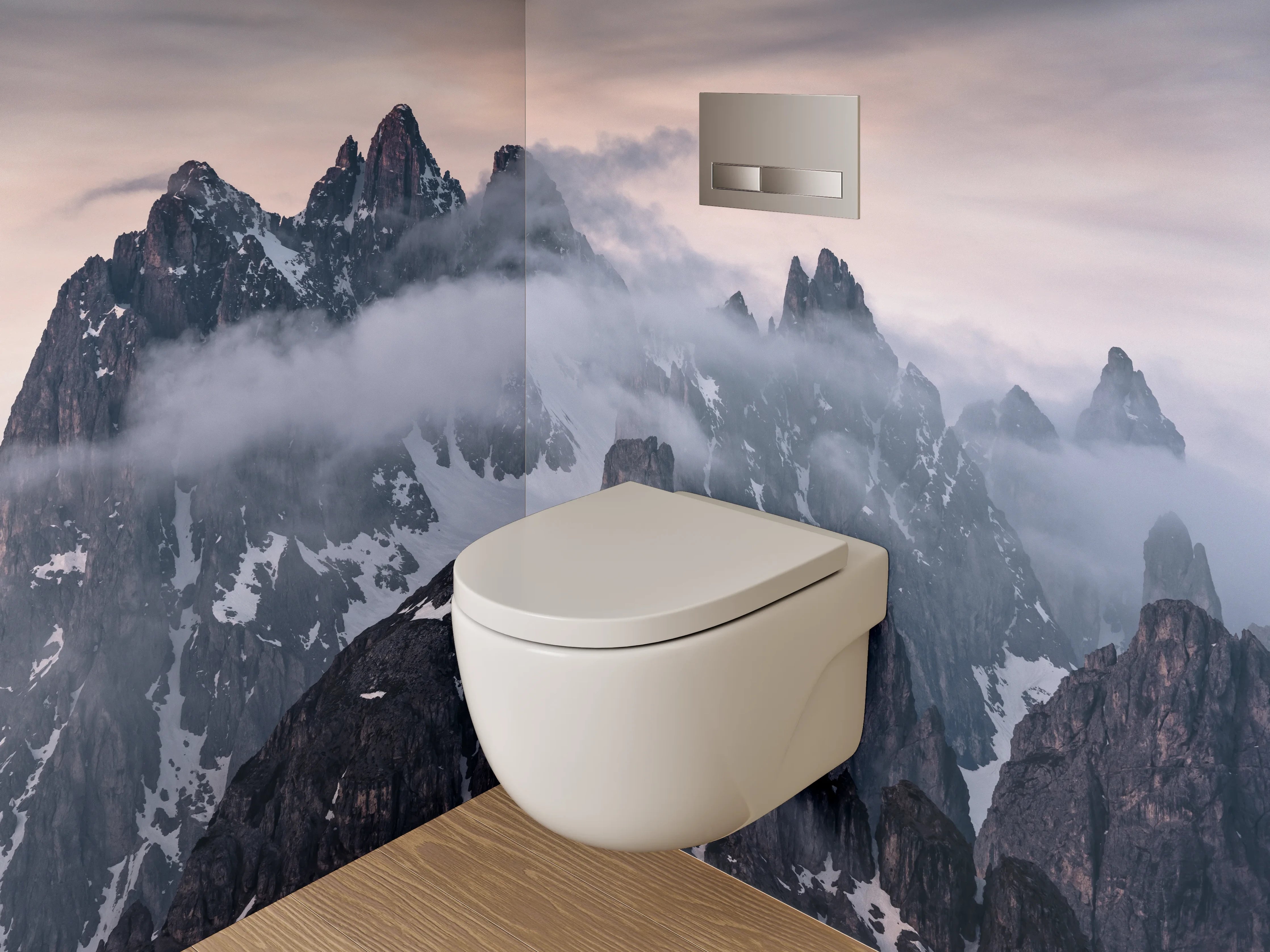 WC-Rückwand - Mystische Berglandschaft bei Nebel