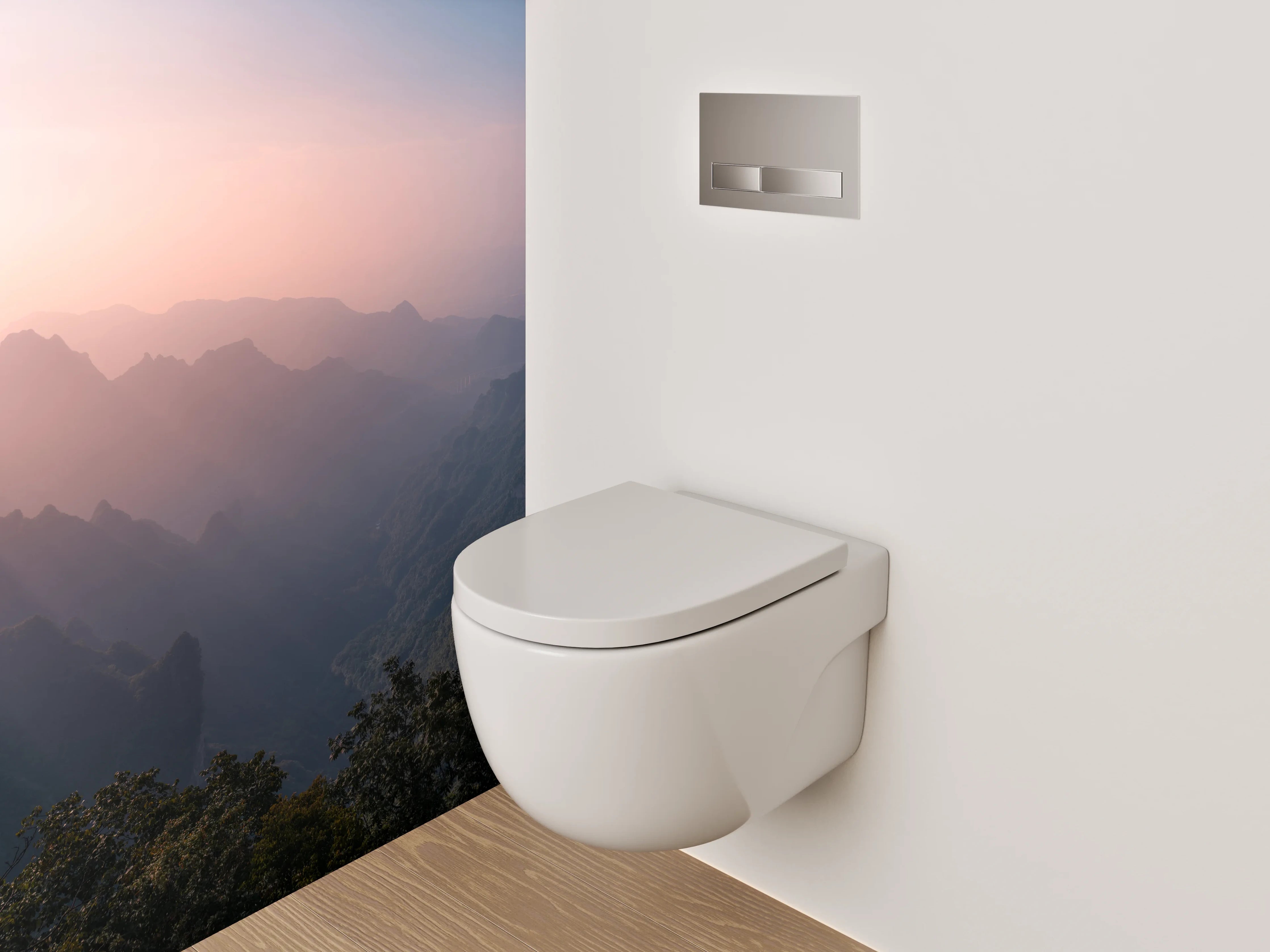 WC-Rückwand - Mystische Berglandschaft im Abendlicht