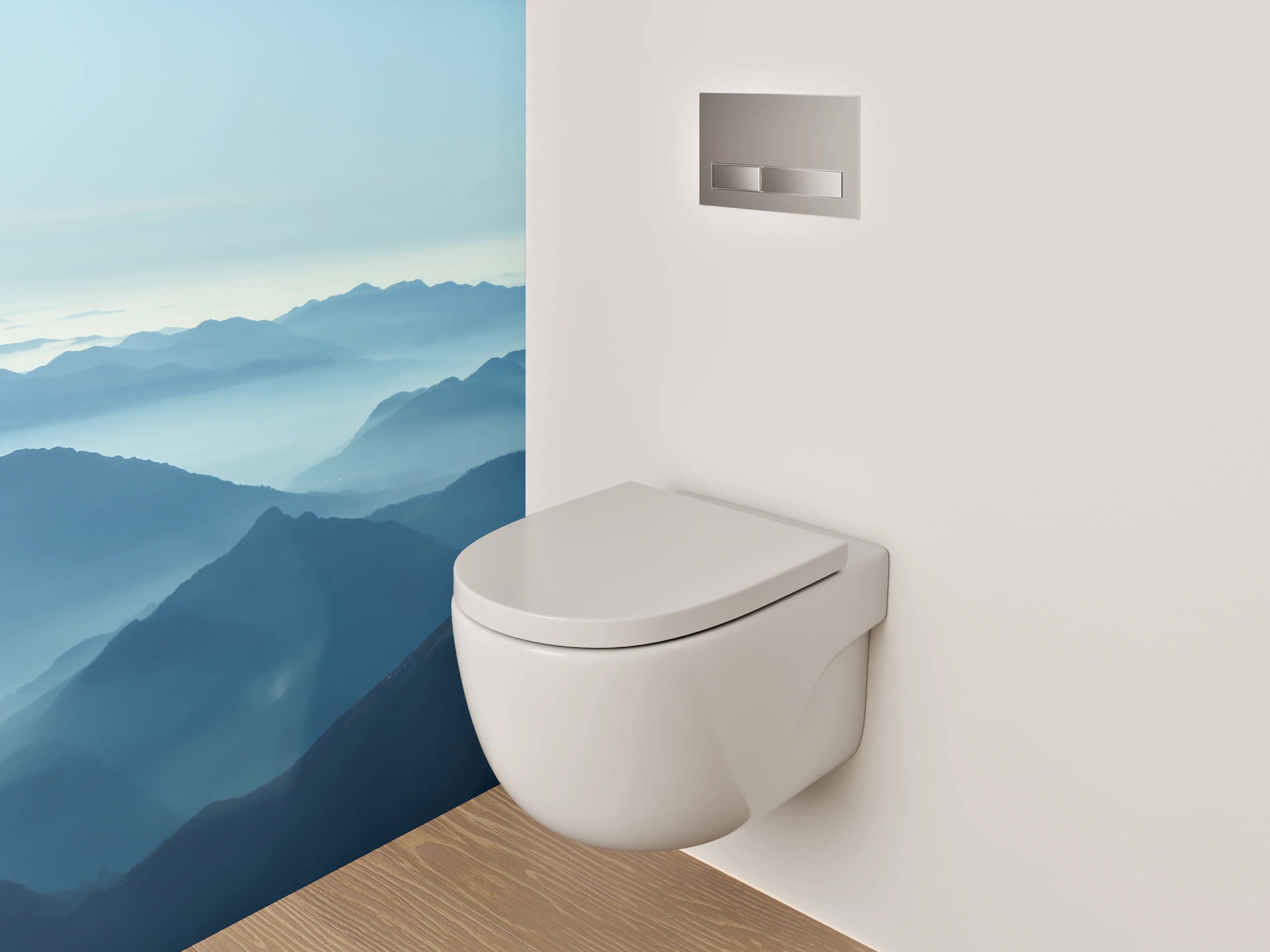 WC-Rückwand - Mystische Berglandschaft im Morgennebel