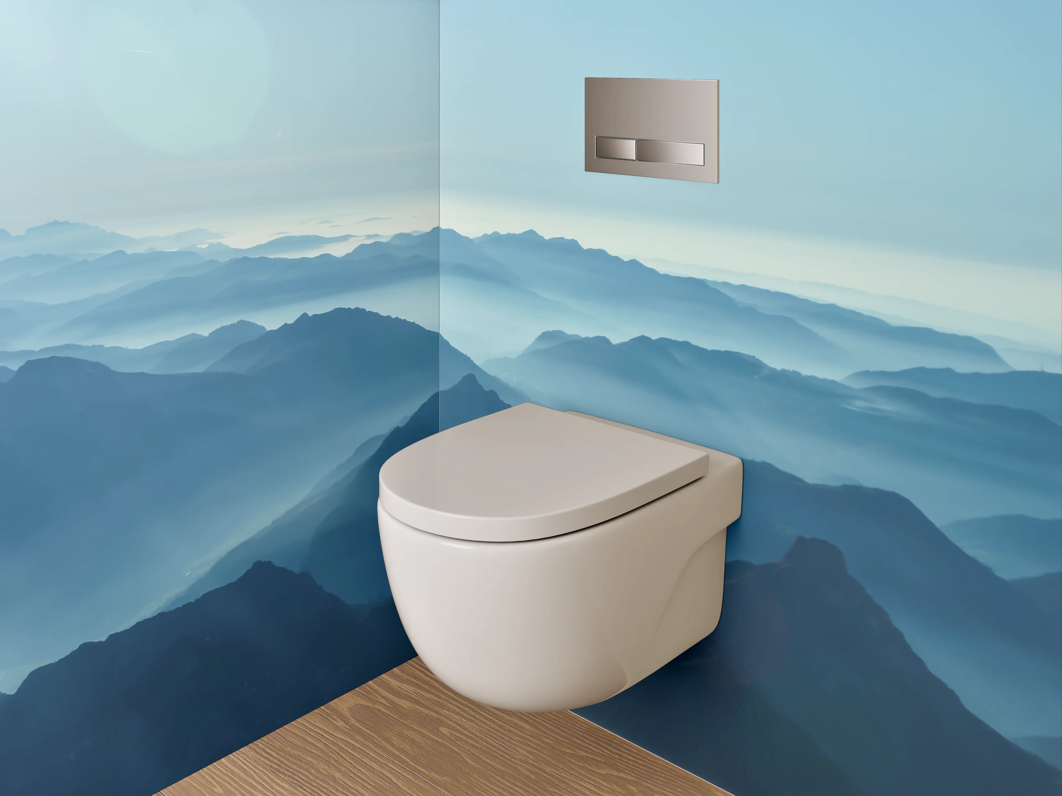 WC-Rückwand - Mystische Berglandschaft im Morgennebel