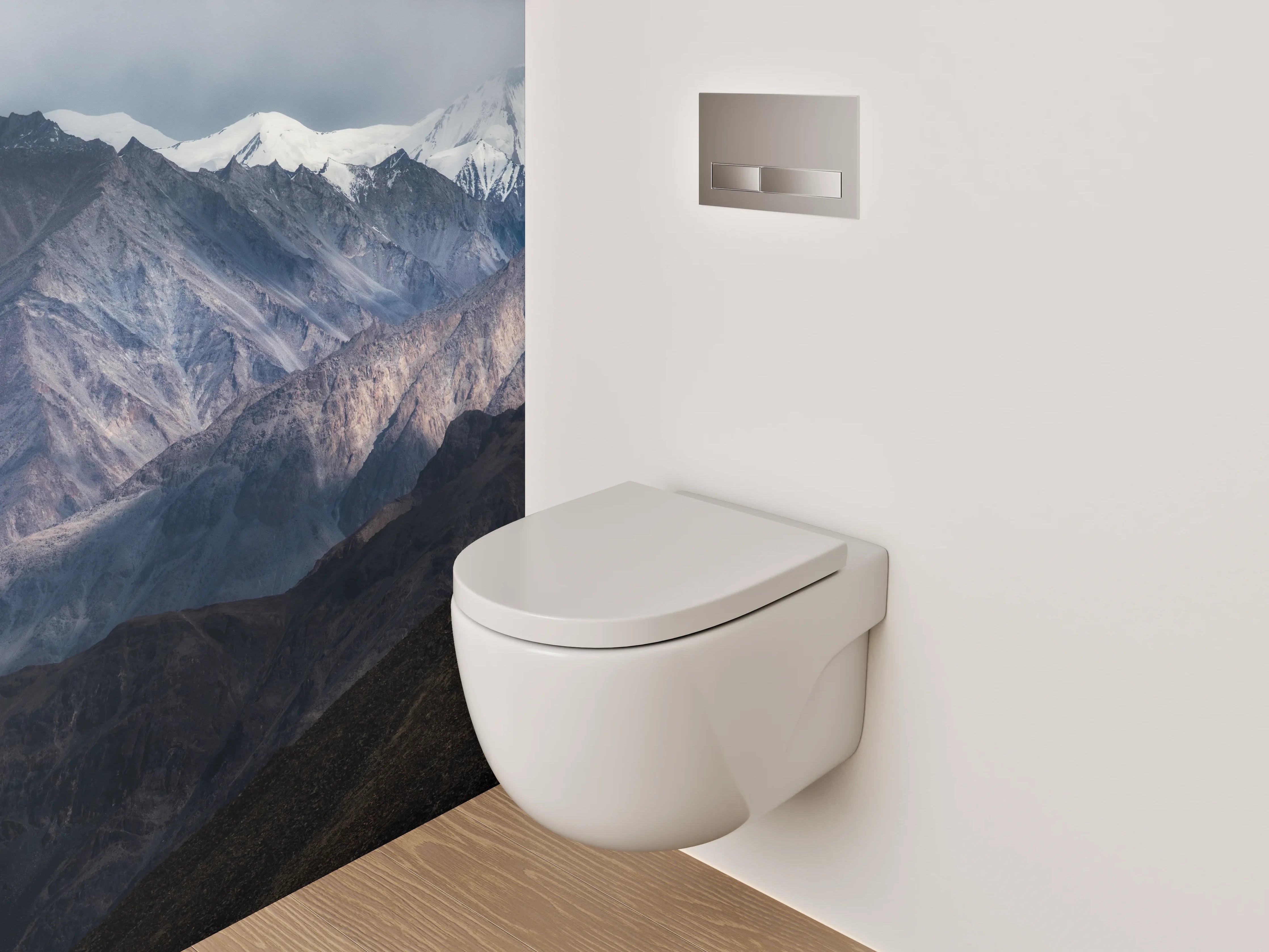 WC-Rückwand - Mystische Berglandschaft mit Schneegipfeln